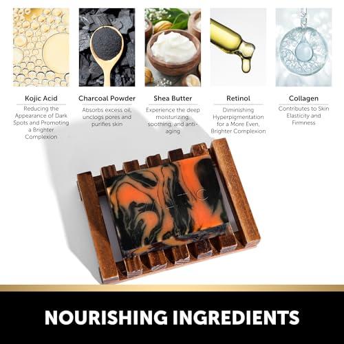 VALITIC VALITIC Charcoal Kojic Acid Turmeric Black Soap Bar Dark Spot Remover for Body or Face Wash - 4 Pack