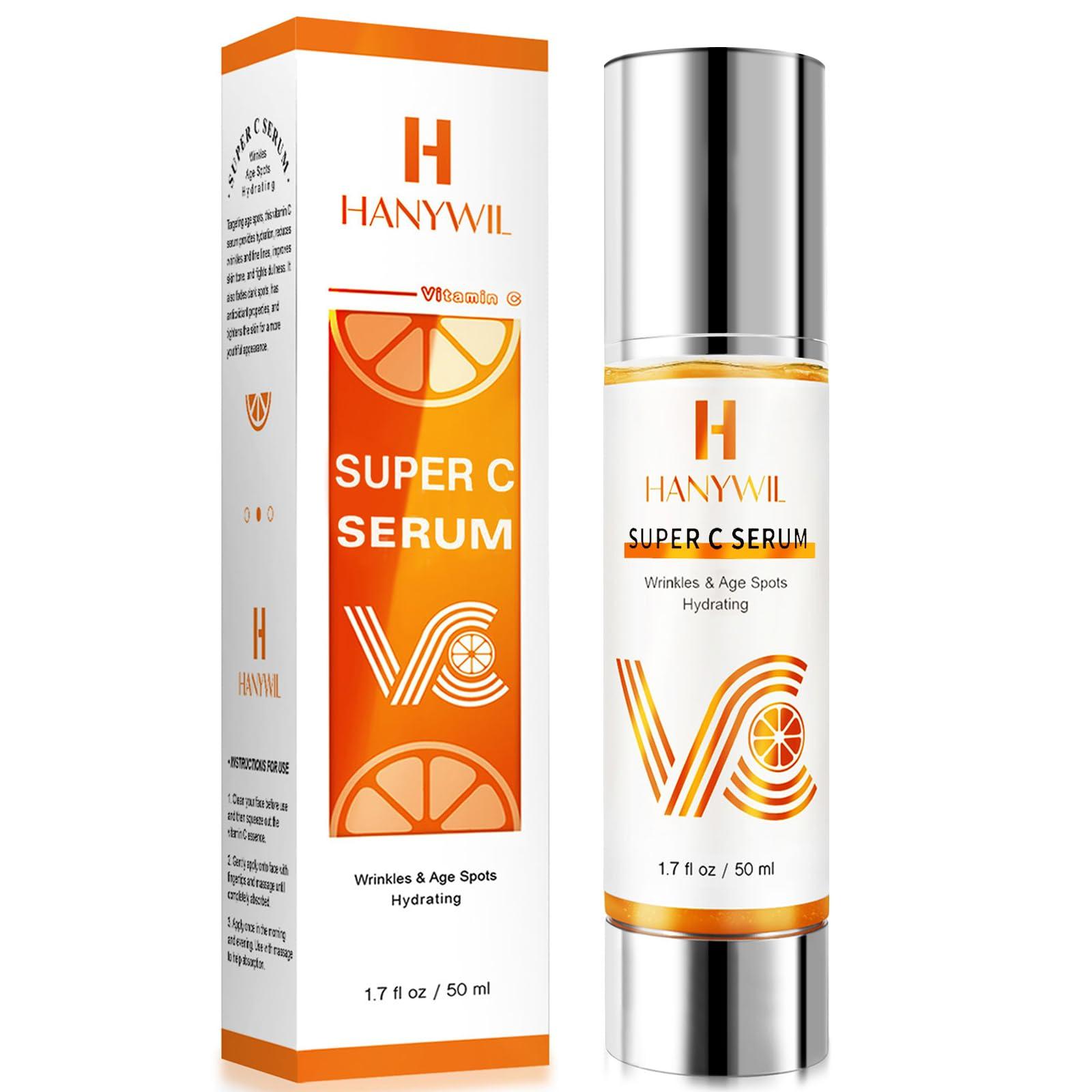 HANYWIL HANYWIL Super Vitamin C Serum for Women over 70, Vitamin C Serum for Face, Dark Spot Remover for Face, Hyaluronic Acid Skin Care, Targets Age Spots, Hydrates and Wrinkle Reduction 1.7fl oz