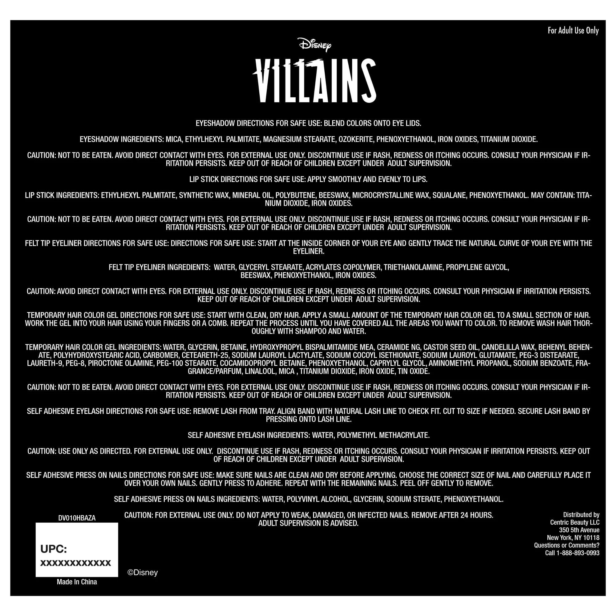 Disney Disney Get The Look Cosmetic Kit Cosplay Halloween Costume Makeup Choose Cruella, Ariel. Jack Skellington (Cruella)