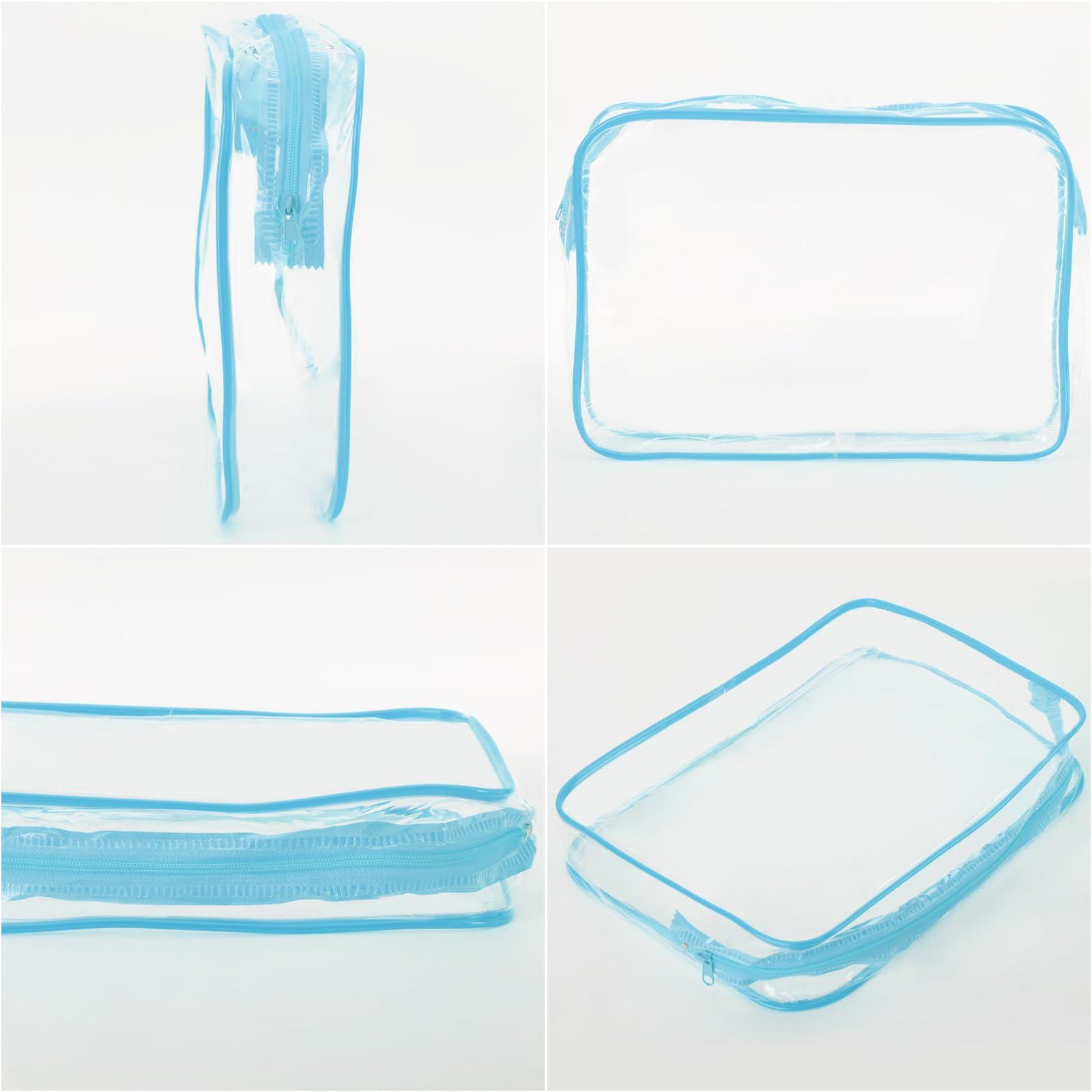 Tbestmax Tbestmax 10 Pack Clear Cosmetic Bags Makeup Bags Portable Waterproof TSA Approved Travel Toiletry Bags Large Organizer Blue, 9.8\" x 7.1\" x 2.4\"