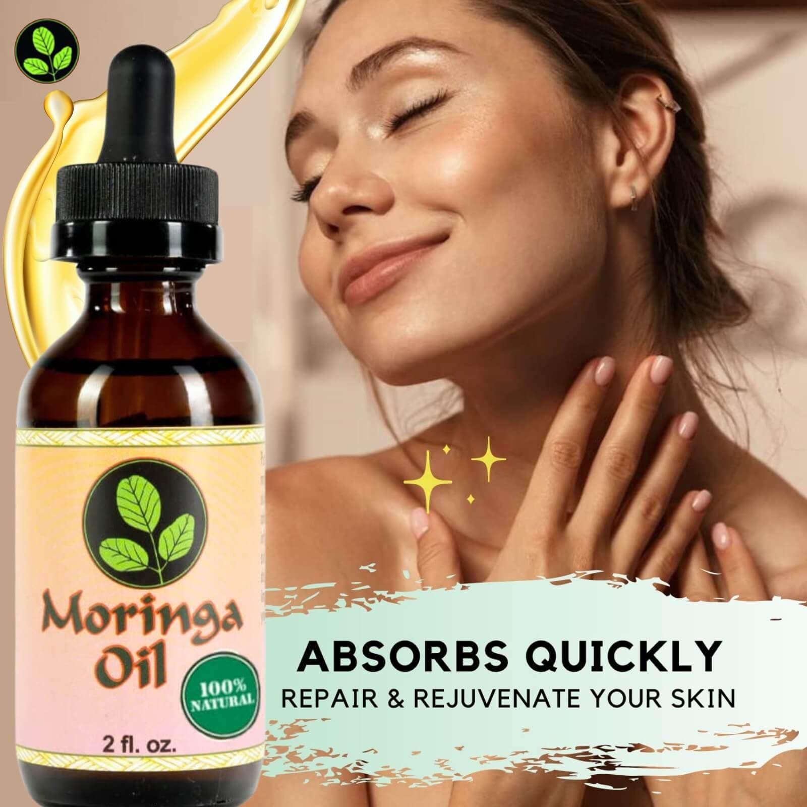 Moringa Energy Life Moringa Energy Life Moringa Oil 2 oz 100% Pure Moringa Seed Oil, Cold-Pressed for Face, Skin and Hair, Body, Oil