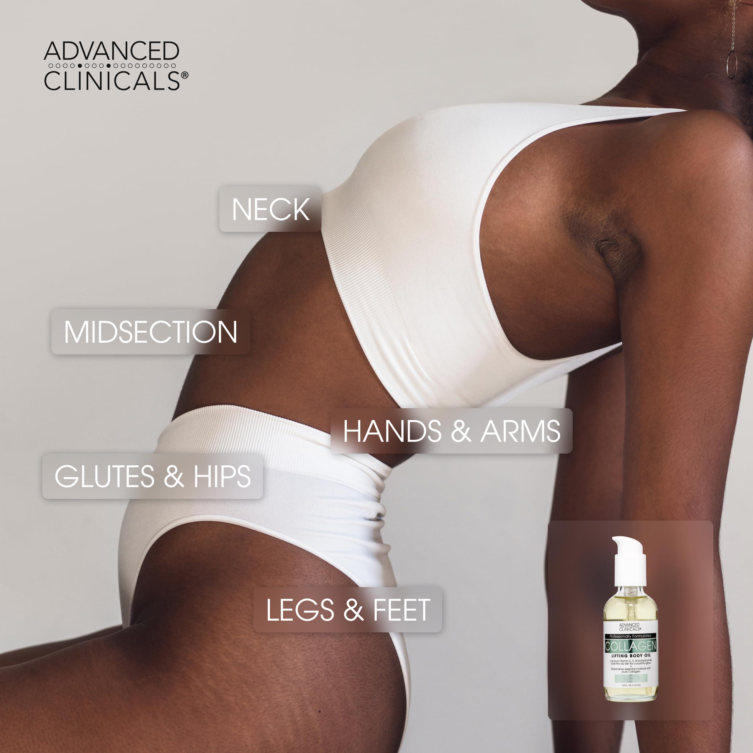 Advanced Clinicals Advanced Clinicals Firming Collagen Body Oil Skin Care Moisturizer | Massage Body Oil | Tighten, Firm, & Hydrate Collagen Oil For Scars, Wrinkles, Crepey Skin, & Stretch Marks, 2-Pack