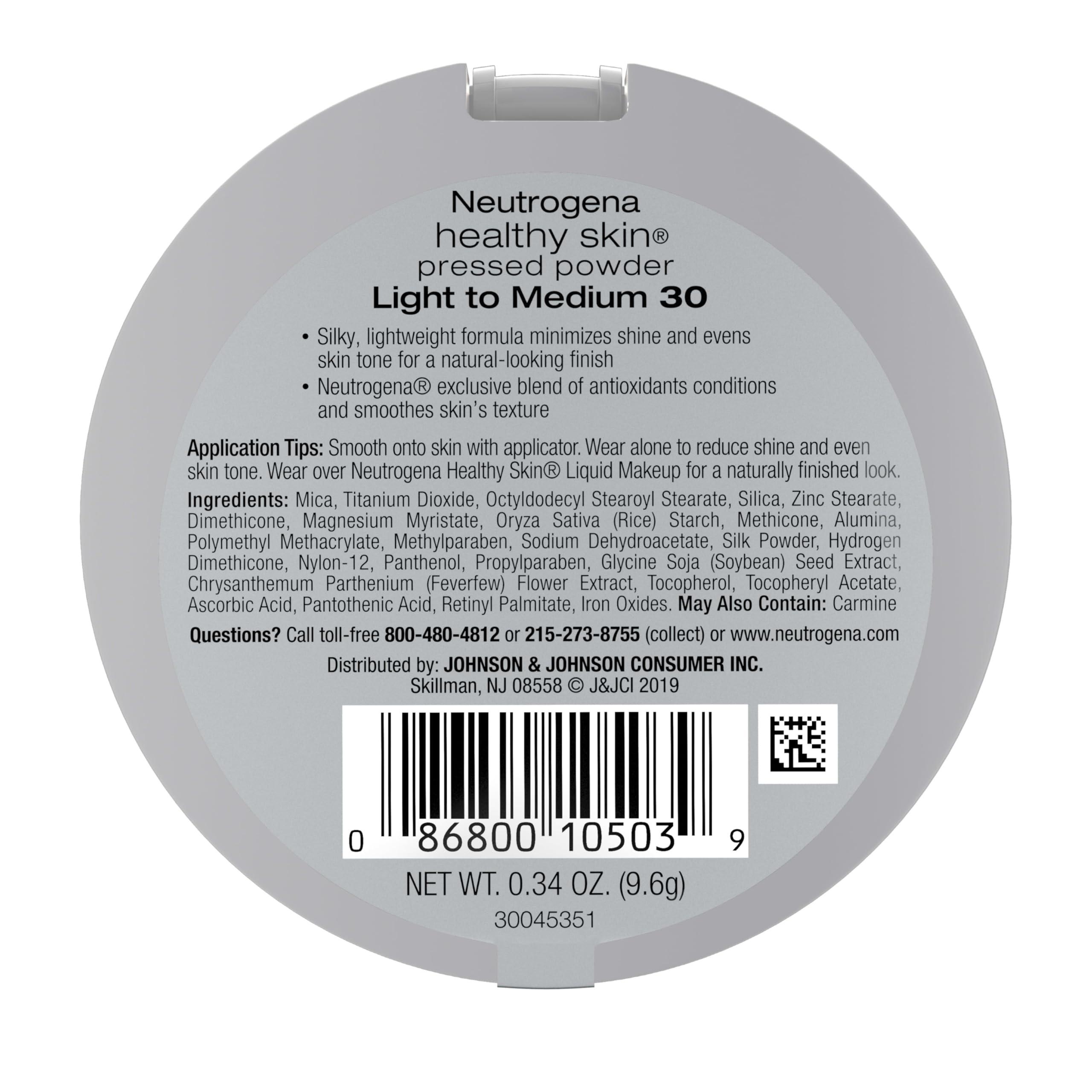 Neutrogena Neutrogena Healthy Skin Pressed Makeup Powder Compact with Antioxidants & Pro Vitamin B5, Evens Skin Tone, Minimizes Shine & Conditions Skin, Light to Medium 30.34 oz (Pack of 2)
