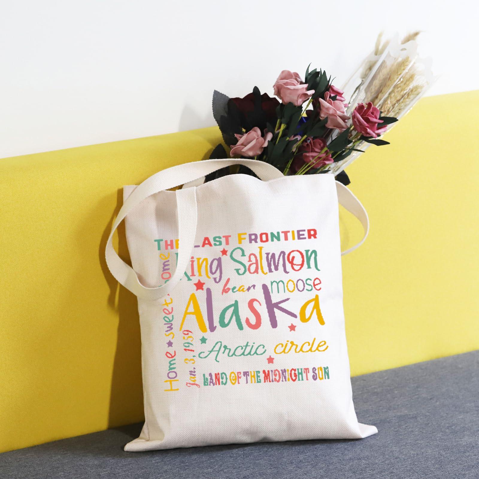 TSOTMO TSOTMO Alaska Trip Activities Canvas Shopping Bag Alaska Vacation Entertainment Alaska Cruise Gift for Mother (bear Alaska tote)