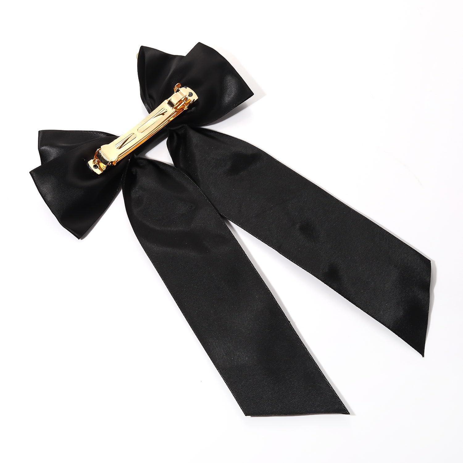 PHALIN Football Hair Bows for Women Game Day Hair Bow Clips Big Red Black Blue Silky Satin Hair Ribbon Bows Barrettes Jeweled Football Cheer Bows Game Day Accessories Outfits Party Favors Gifts