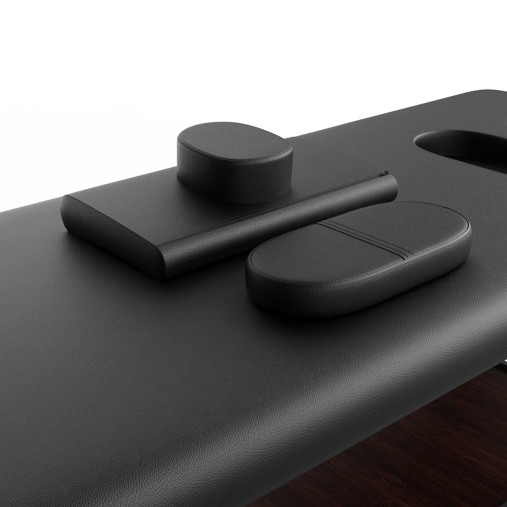 pouseayar Heavy Duty Metal Frame Stationary Massage Table for Treatment Table, Physical Therapy Table, Spa Facial Professional Massage Bed, Black PU Leather 31.5'' Wide, 700LBS Load, 4 x 4 In Square leg