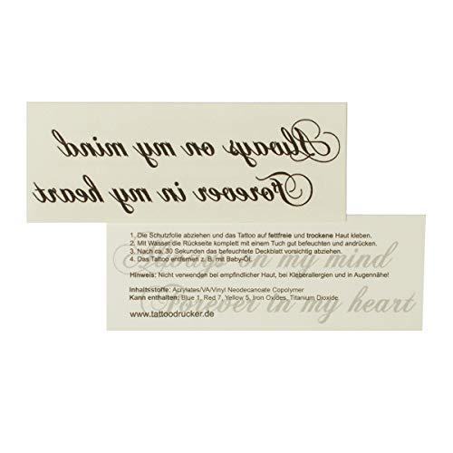 Tattoodrucker 10 x Always on my mind Forever in my heart - Black Temporary Skin Tattoo lettering (10)