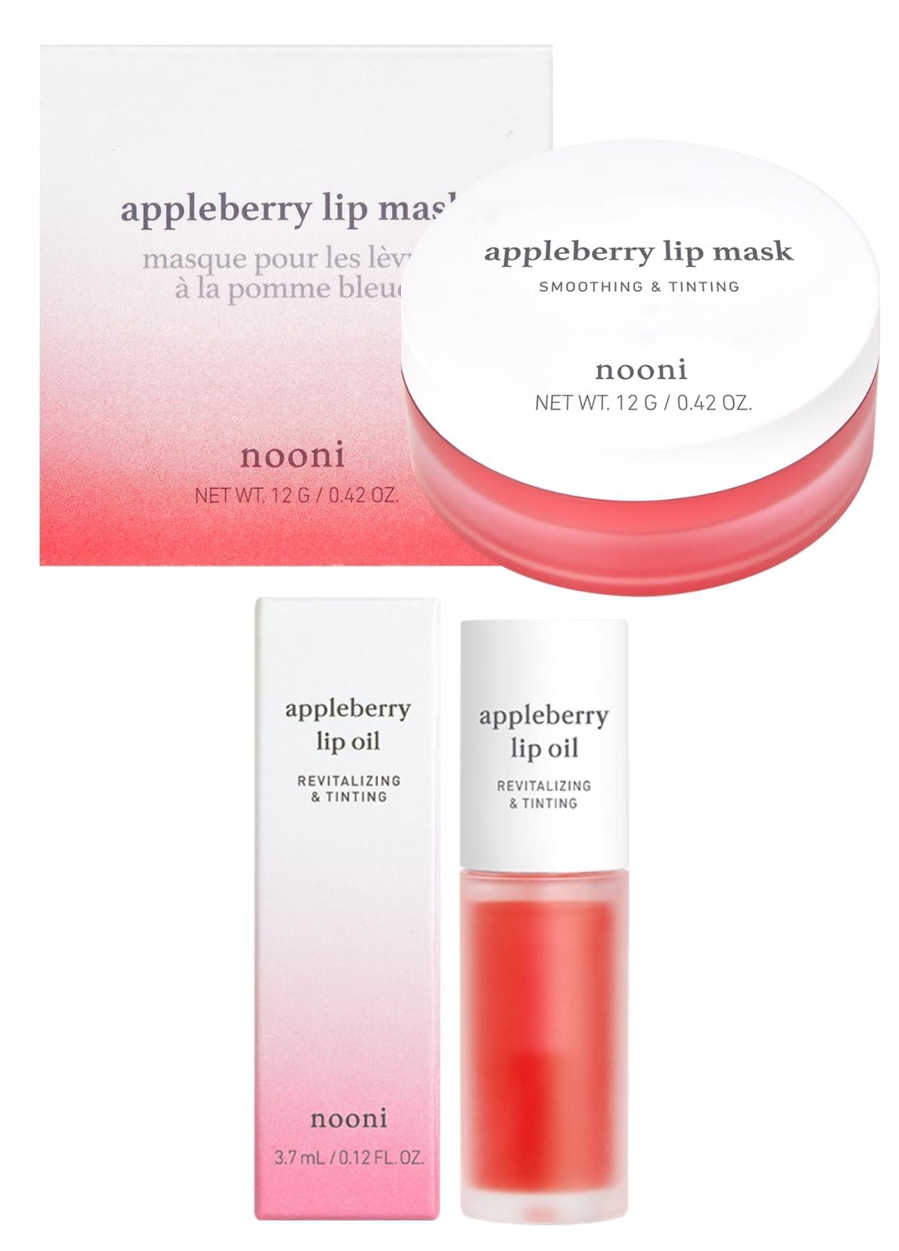 NOONI NOONI Appleberry Korean Lip Tinting Butter, 42 oz. + Korean Lip Oil - Appleberry, 0.12 Fl Oz Bundle