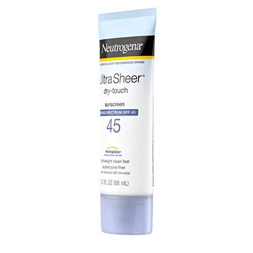 Neutrogena Neutrogena Ultra Sheer Dry-Touch Sunscreen Lotion, Broad Spectrum SPF 45 UVA/UVB Protection, Lightweight Water Resistant, Non-Comedogenic & Non-Greasy, Travel Size, 3 fl. oz (Pack of 3)