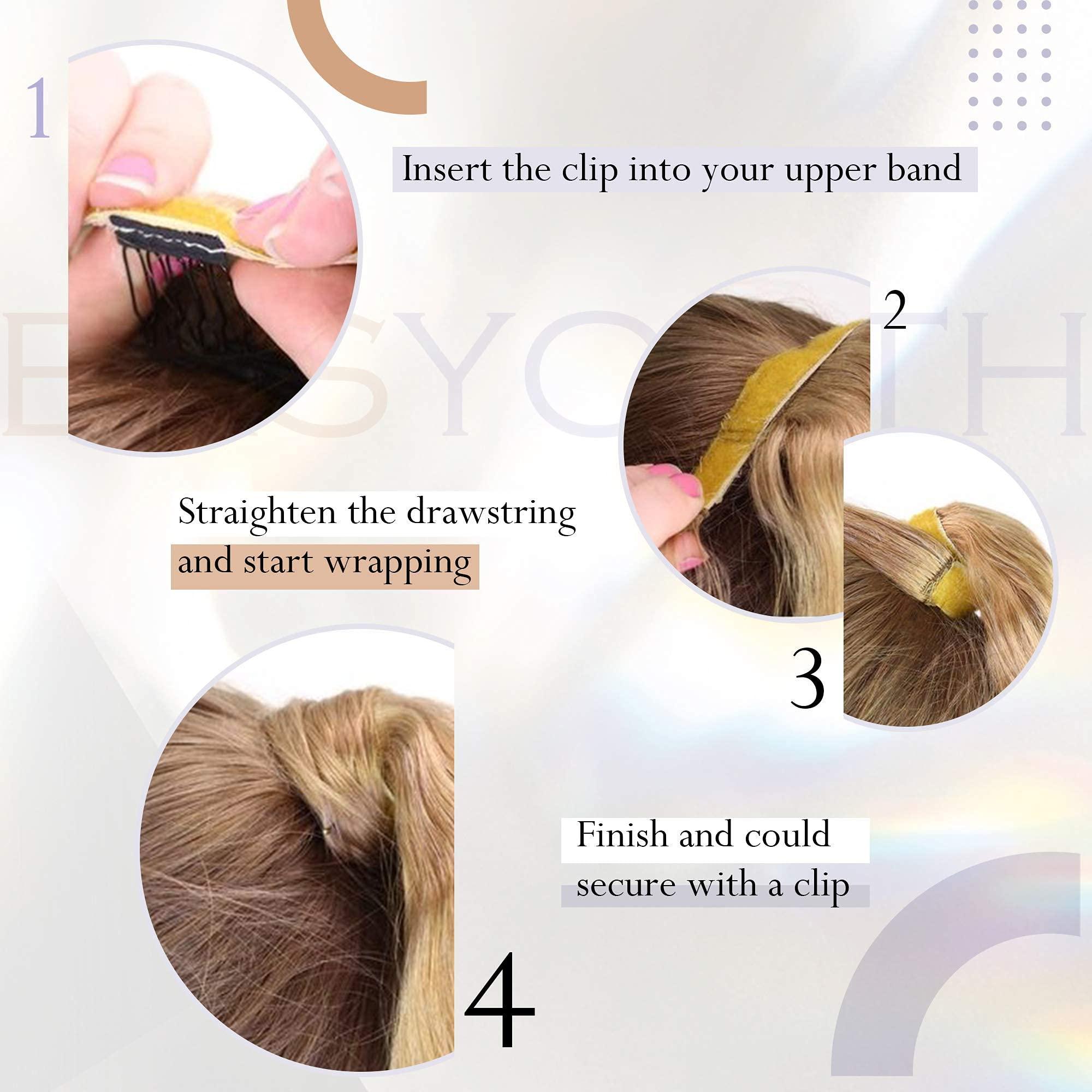 Easyouth Easyouth Blonde Ponytail Extensions Human Hair Natural Pony Tails Hair Extensions Ash Blonde Highlighted Bleach Blonde Hair Extensions Ponytail Blonde 20Inch 80g #18P613