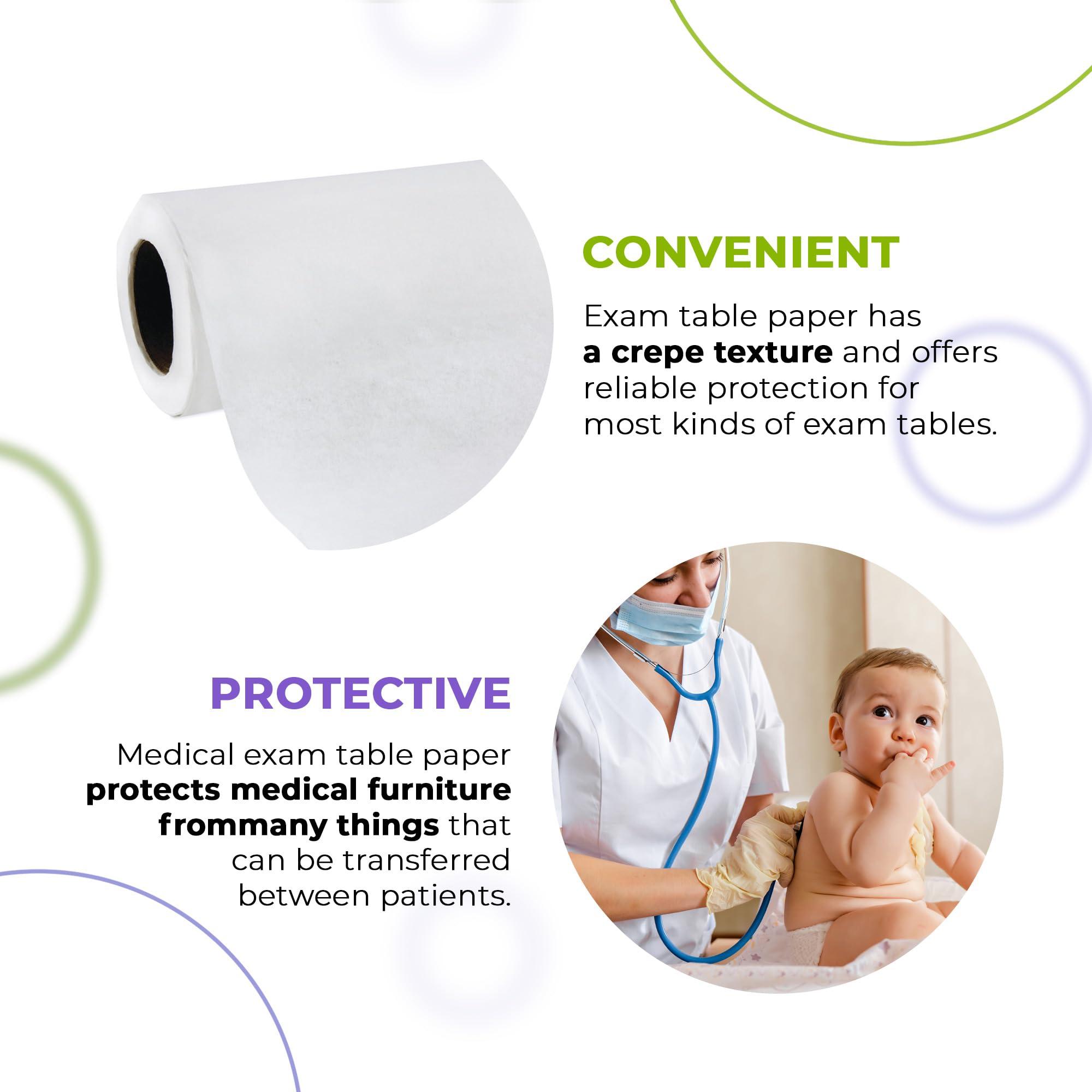 AMZ Medical Supply AMZ White Medical Table Paper. 12 Rolls of Exam Table Paper 14 inch x 125 Feet. Crepe Paper for exam Tables. Strength, Protection and Cleanliness. Great for Healthcare Needs.