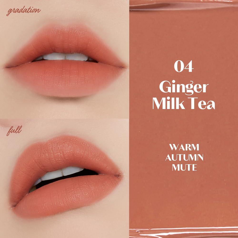 ETUDE ETUDE Fixing Tint #04 Ginger Milk Tea | Long Lasting High Pigmented Liquid Lipstick | Waterproof Lightweight Matte Finish Lip Stain | Full Coverage | Korean Makeup, Kbeauty, Perfect for Gift