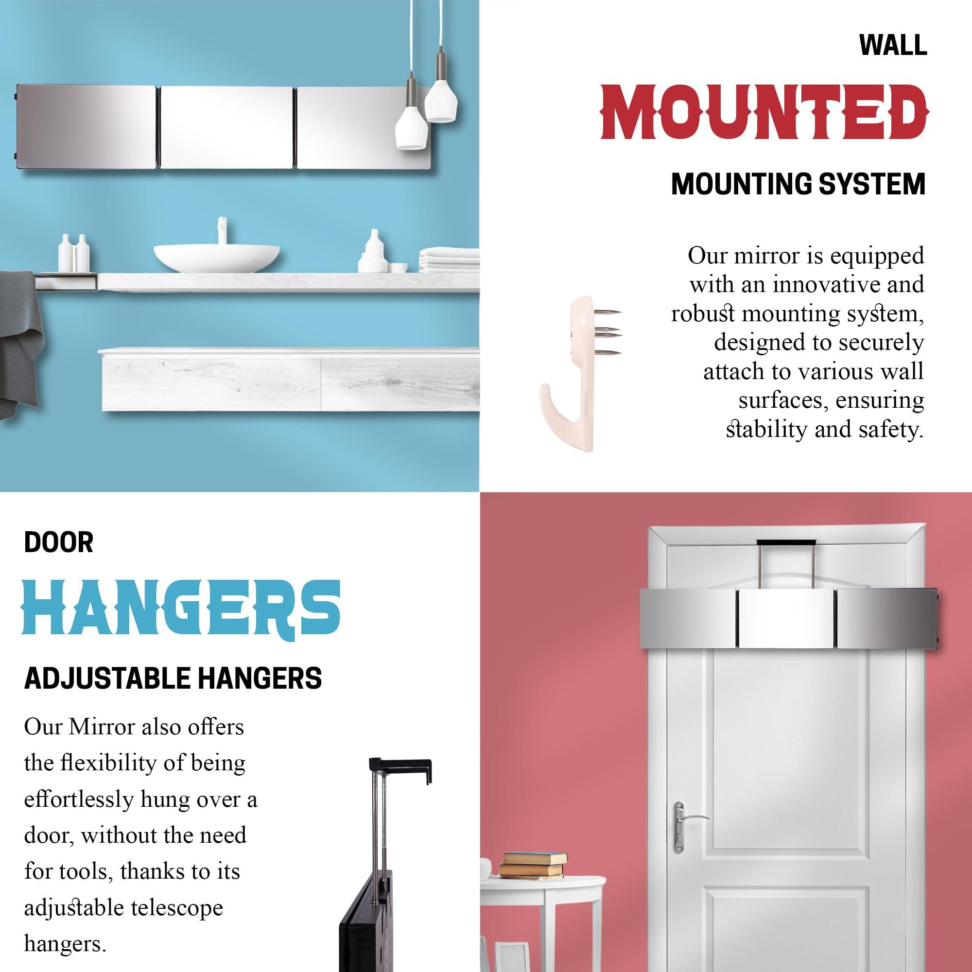 LIPFISBARBERSHOP.COM LIPFISBARBERSHOP.COM Kit 360 Mirror for Haircuts for Men with Clipper - 3 Way Mirror for Self Hair Cutting - Three Way Mirror to Cut Your Own Hair - Barber Mirror Self Haircut Mirror