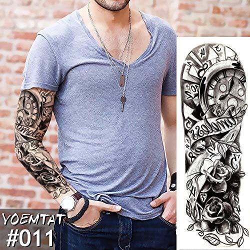 Vesna Vesna Large Arm Sleeve Tattoo Maori Power Totem Waterproof Temporary Tattoo Sticker Warrior Samurai Angel Skull Men Full Black Tatoo (07)