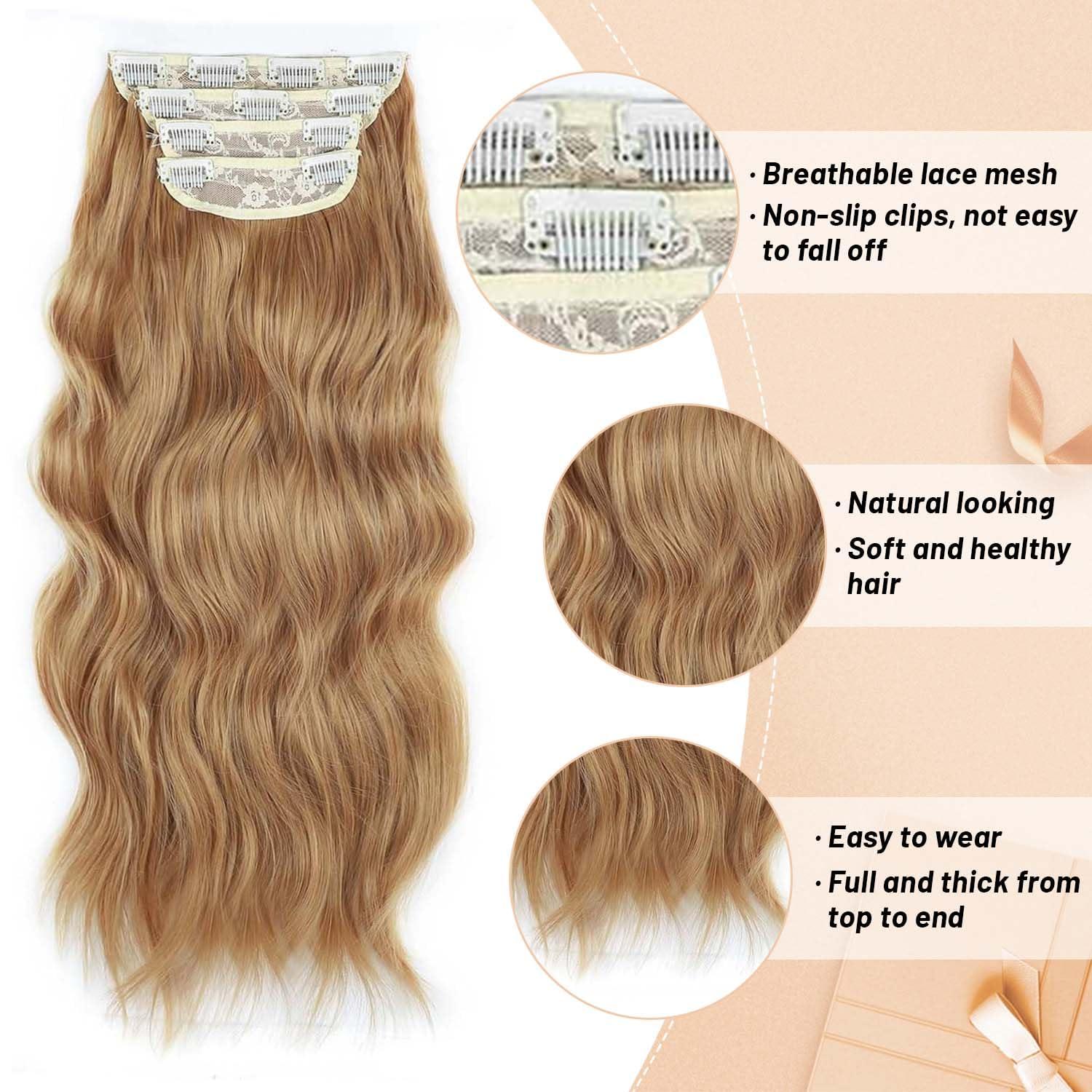 Perience Clip in Hair Extensions for Women 20 Inch Copper Red Hair Extension Long Wavy Hair Extension Thick Hairpieces Clip in Hair Extensions Long Hair Extension (20INCH, 30/44B)