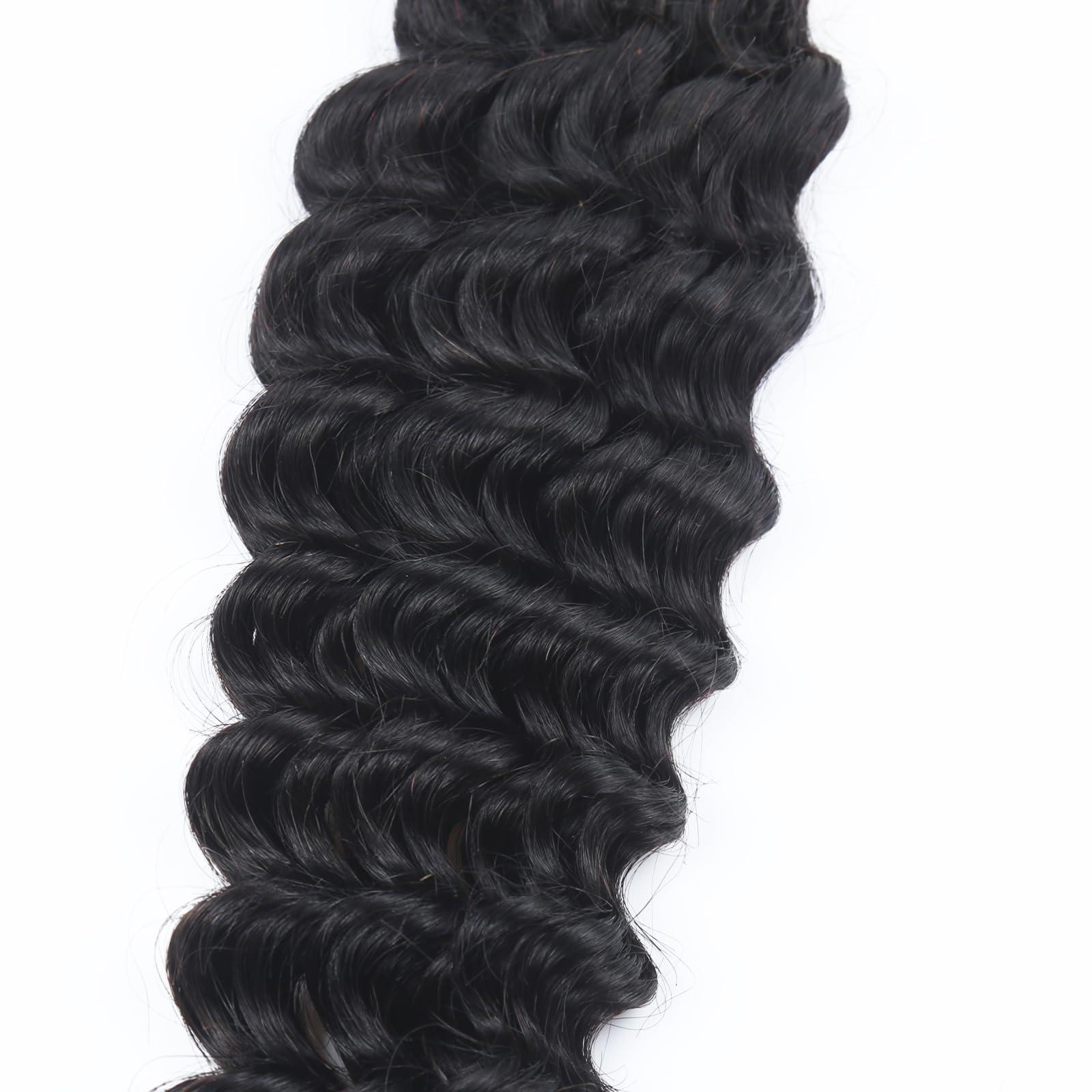 RESACA RESACA Deep Wave Bulk Human Hair for Braiding 22 Inch 2 Bundles 100% Unprocessed Brazilian Virgin Human Hair Extensions Micro Braiding Human Hair 100g (1B)