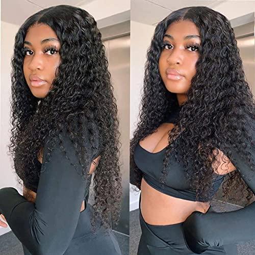 SUPERNOVA SUPERNOVA Curly Lace Front Wigs Human Hair 4x4 Lace Closure Wigs Human Hair For Black Women 8A Brzilian Virgin Kinky Curly Wig 150% Density Pre Plucked Hair Wig (20 inches)