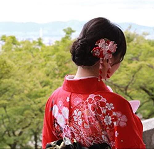 smilepunk Japanese Sakura Hairpin Hair Clip Tsumami zaiku for Kimono Yukata Hanfu accessories Long Hair Sticks (purple)