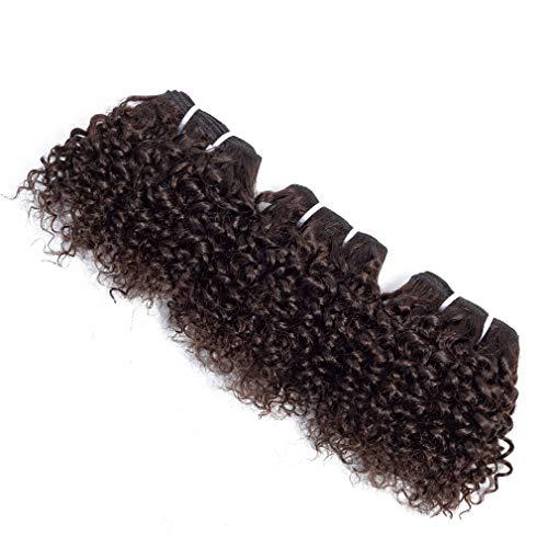 Aiokrtse Peruvian Virgin Hair Short Bouncy Curly Human Hair Weave Bundles 6 Bundles 6 inches with 1 Small Closure Light Brown Color 238 Grams