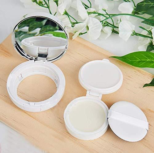 ericotry 15g 0.5oz Empty White Silver Edge Cosmetic Make-up Powder Container Air Cushion Puff Case Box With Sponge and Mirror for BB CC Liquid Foundation Cream