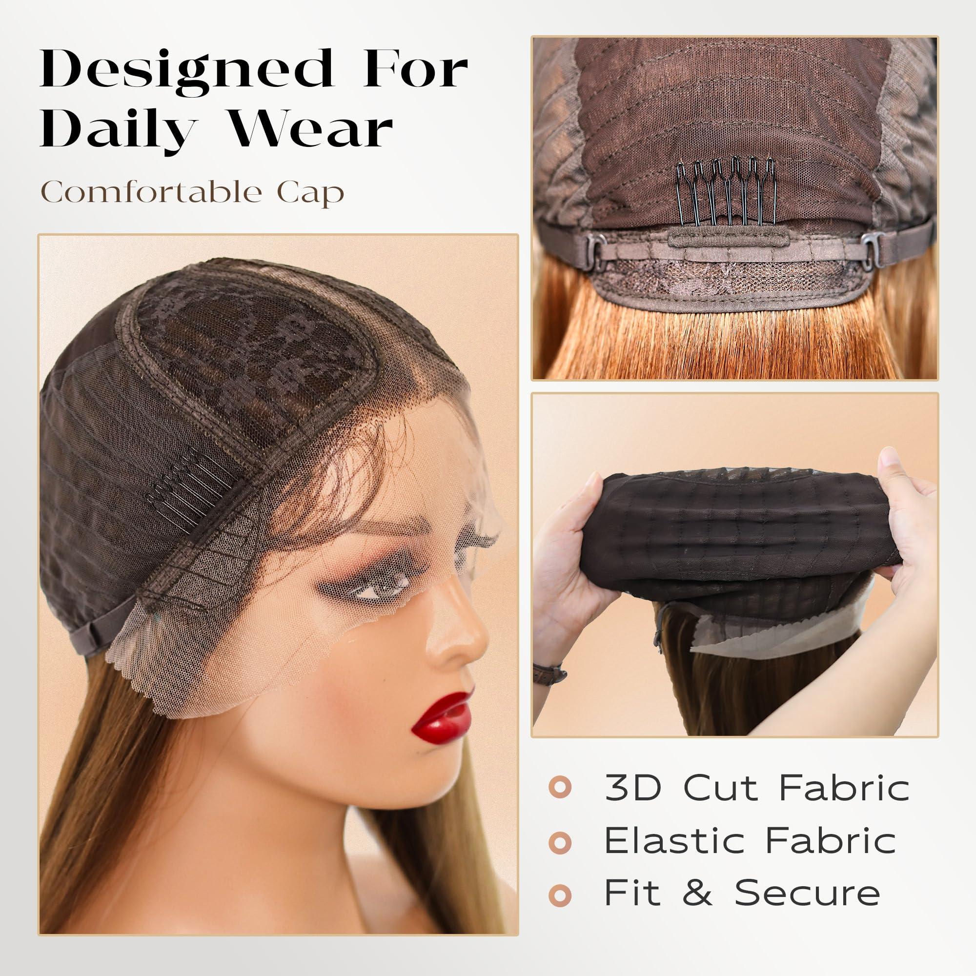 BLL 30 Inch Blonde Lace Wig, Platinum Blonde Lace Front Wigs White Synthetic Silk Straight Pelucas Natural Hairline 613 Wig (Light Blonde 613, 30 Inch)