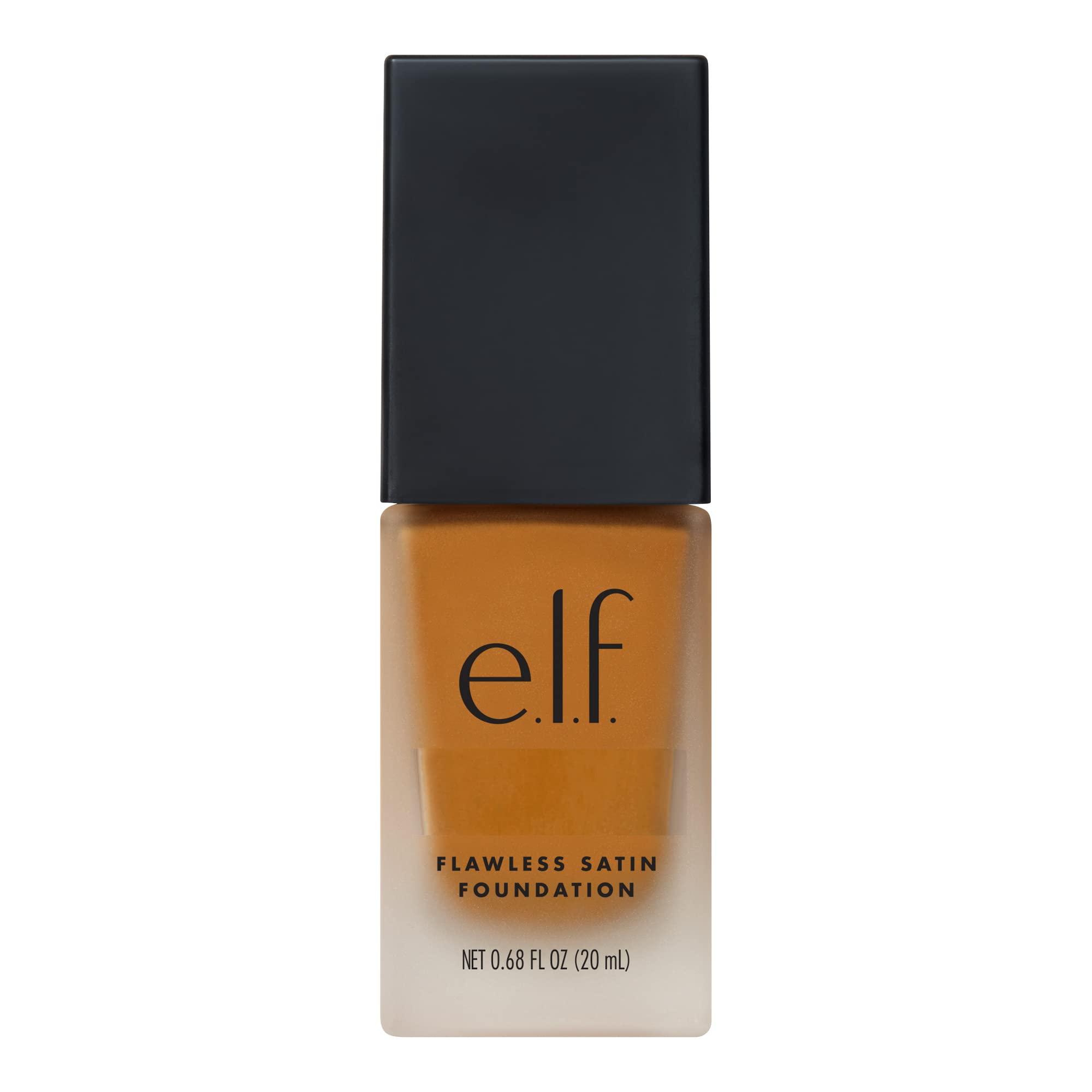 e.l.f. e.l.f. Flawless Satin Foundation, Lightweight & Medium Coverage, Semi-Matte Finish, Vegan & Cruelty-Free, Chai, 0.68 Fl Oz (20mL)