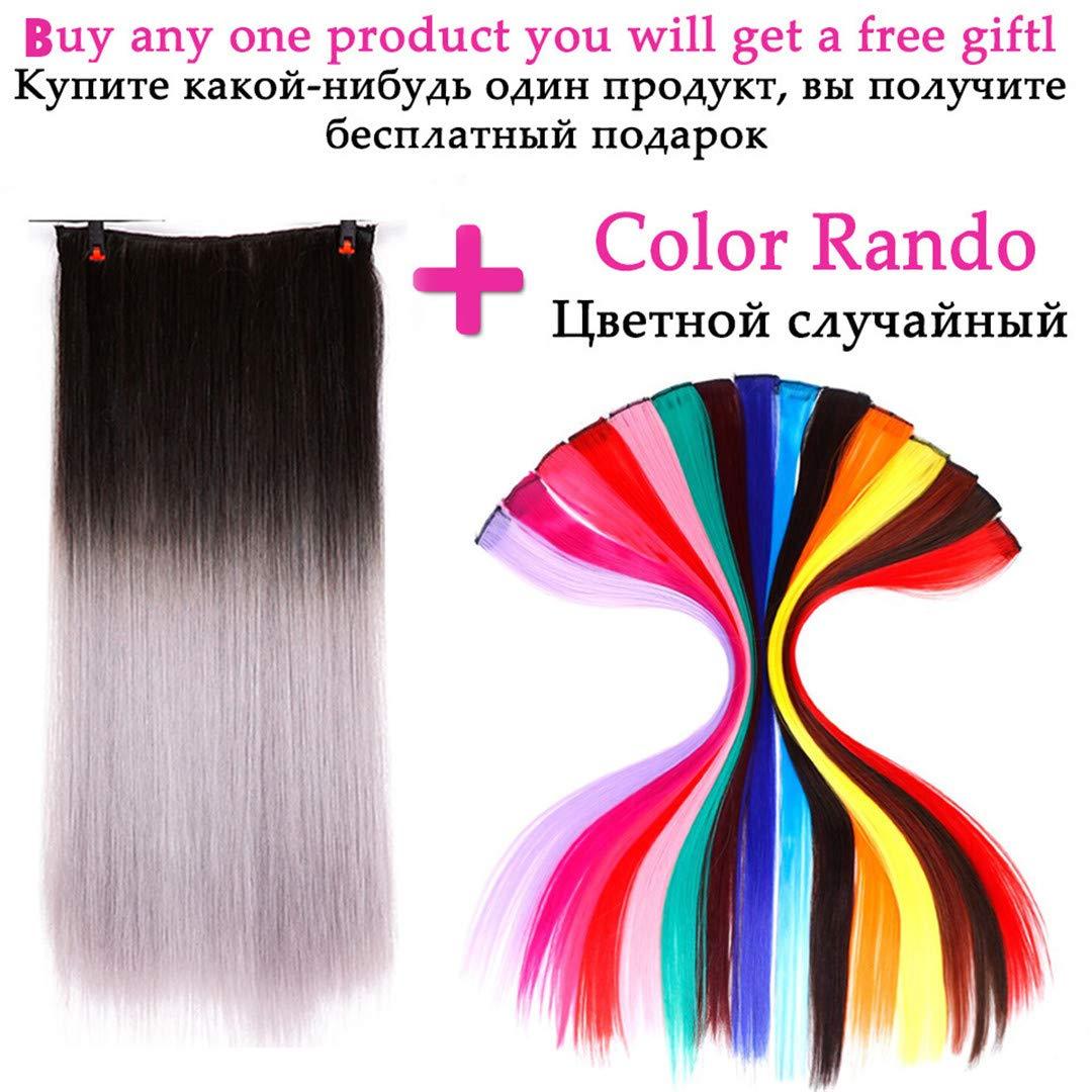 WHWYQDFD 24Inch 5 Clipsins Straight Hair Extentions Clip In On Hair Extension Black To Red Ombre Hairpiece Synthetic #10 24Inches