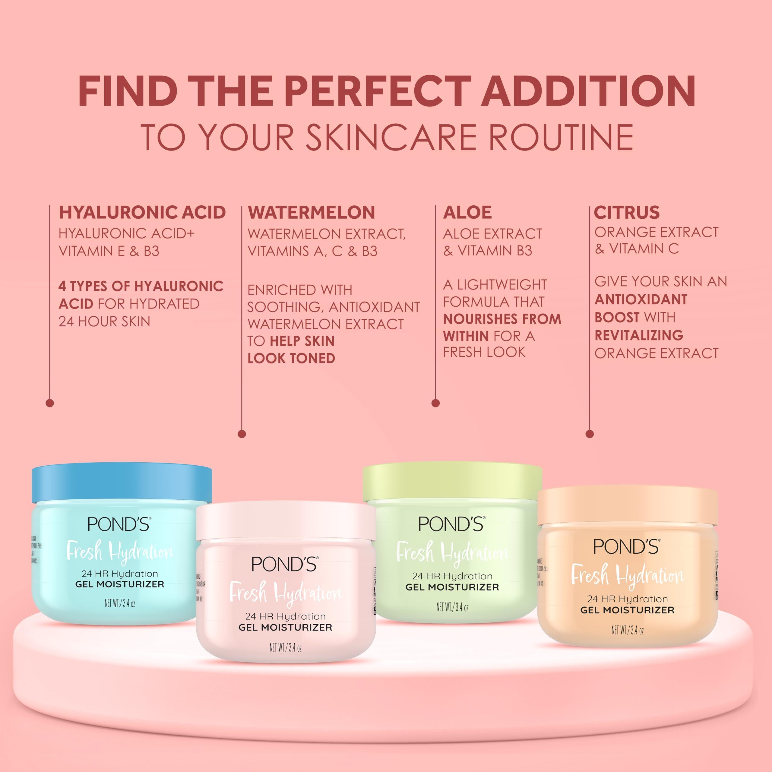 POND\'S POND\'S Watermelon Extract & Antioxidants Gel Face Moisturizer For Toned and Luminous Skin, 3.4 oz