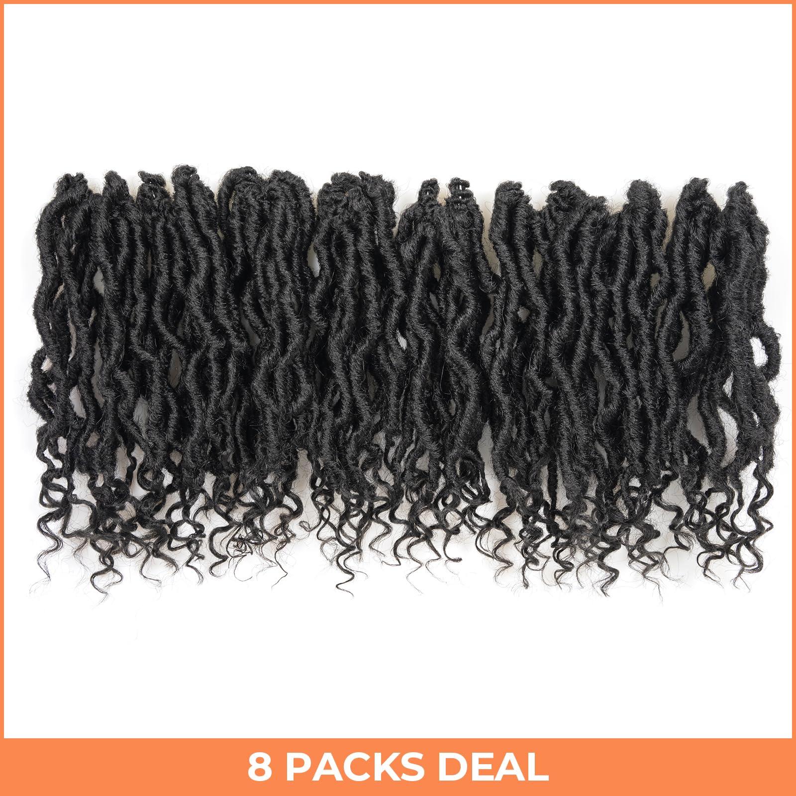 ToyoTress Toyotress Passion Locs Crochet Hair - 18 Inch 8 Packs Natural Black Faux Locs Crochet Hair Curly Ends, Long Curly Locs Braids Pre-Looped Synthetic Braiding Hair Extensions (18 Inch, 1B)