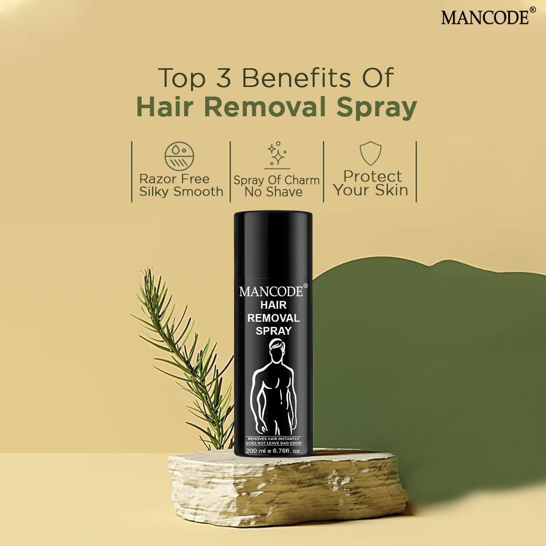 Generic Generic MAN\'S CODE Hair Removal Cream Spray 200ml for Men | Painless Hair Removal spray For Chest, Back, Legs & Under Arms | Itch & Irritation Free | Intimate Hygeine From Sweat, Clear