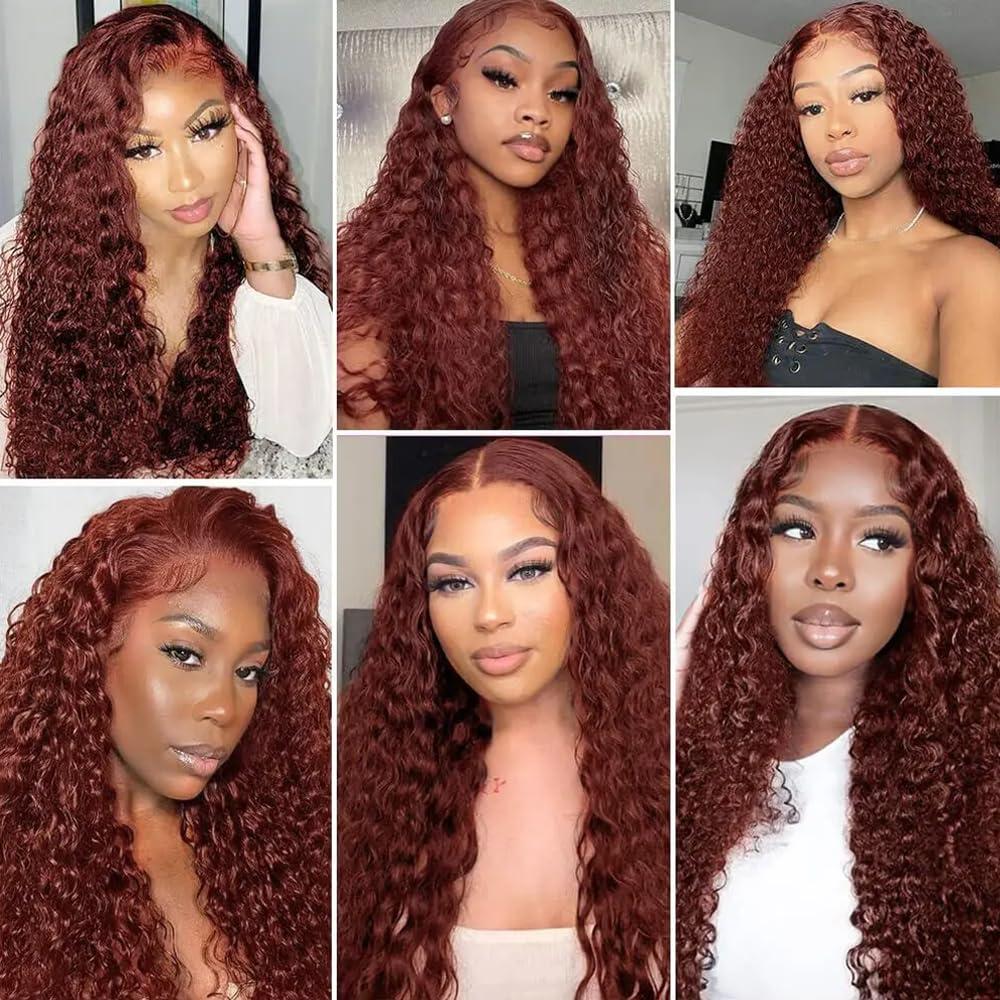 HuxoWax Copper Deep Wave Bundles Brown Human Hair Bundles Color #33 Bundles Human Hair Peruvian Virgin Hair 3 Bundles 14 16 18 Inch Reddish Brown Bundles Auburn Brown Bundle 300g