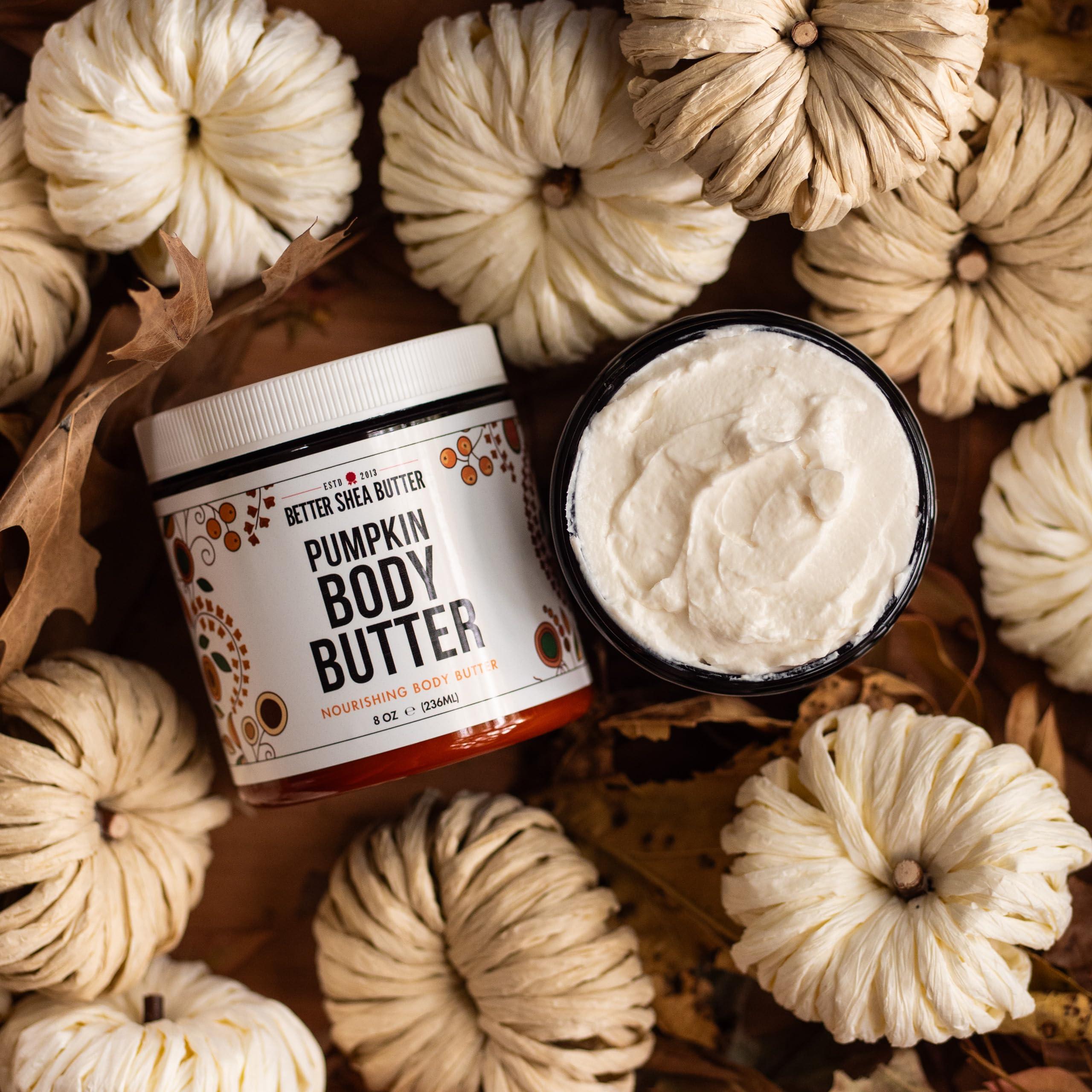 Better Shea Butter Pumpkin Body Butter with Organic Shea Butter | Pumpkin Spice Lotion for Women | Non Greasy Body Cream | Fall Body Care Favorite with Pumpkin Spice Scent