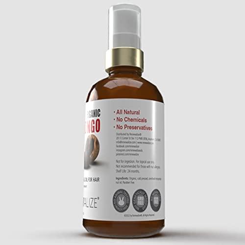 Renewalize Organic Mongongo or Manketti Nut Oil | Seals in Moisture and Protects Curly Hair from Heat | 100% Pure Cold Pressed Mongongo Oil with Spray Nozzle | Treatment for Frizz and Boosts Shine