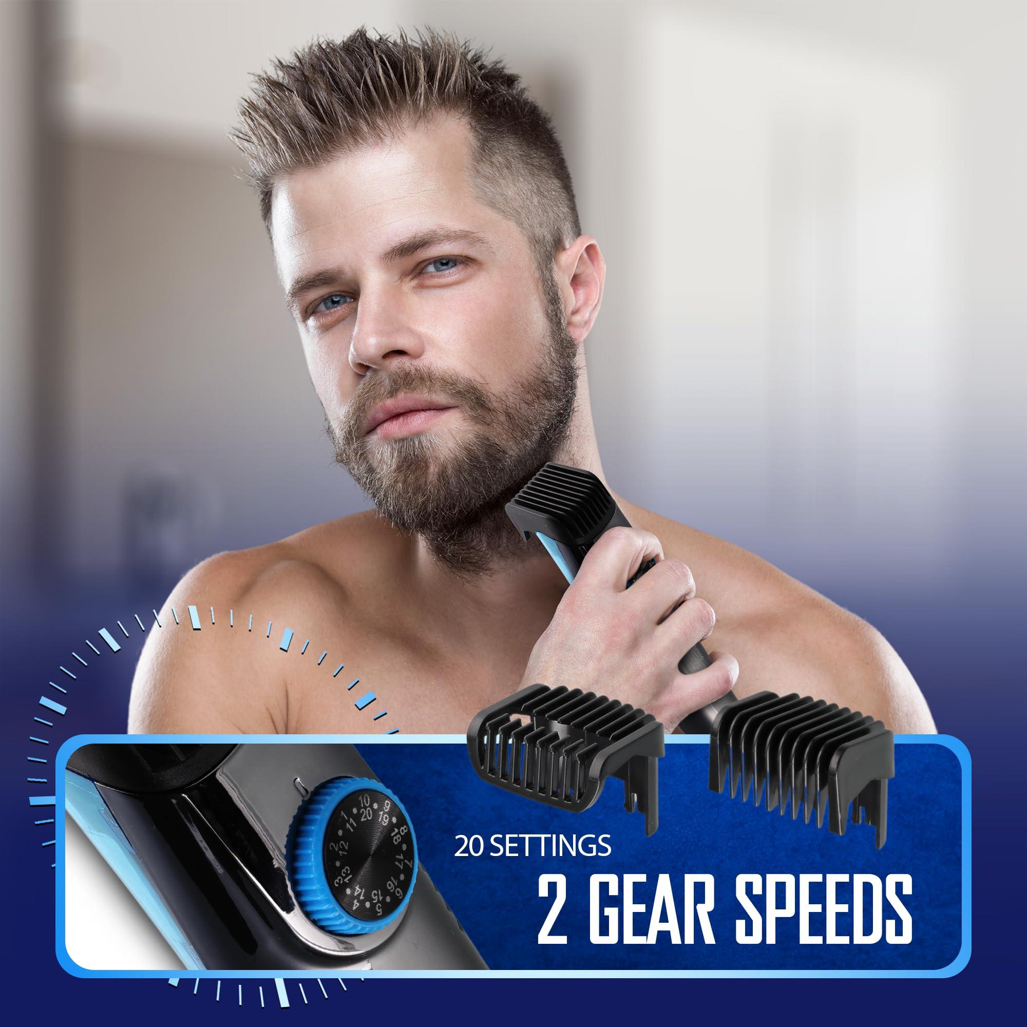 Barbasol Barbasol Vacuum Beard Trimmer for Men, Self-Vacuuming Hair, Beard, Sideburns & Mustache Trimmer with 20 Length Settings, Rechargeable, LED Screen, 90 Minute Run Time