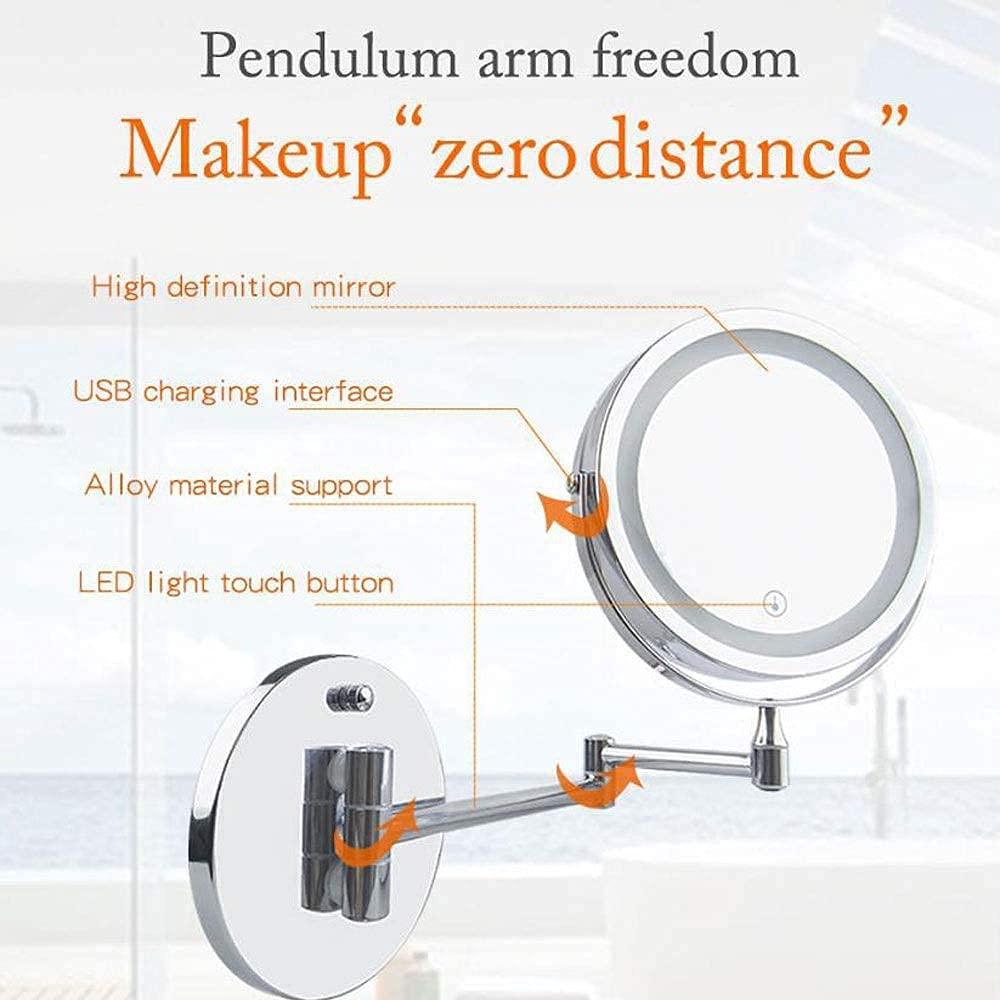 FSSSAZZZZZZZZZZZ Vanity Mirror, Makeup Mirror Vanity Mirror Bathroom Makeup Mirror,Magnifying Wall Mounted Swivel LED Vanity Mirror for Bathroom Hotels Dressing Tables Bedroom Cosmetic Mirror Home