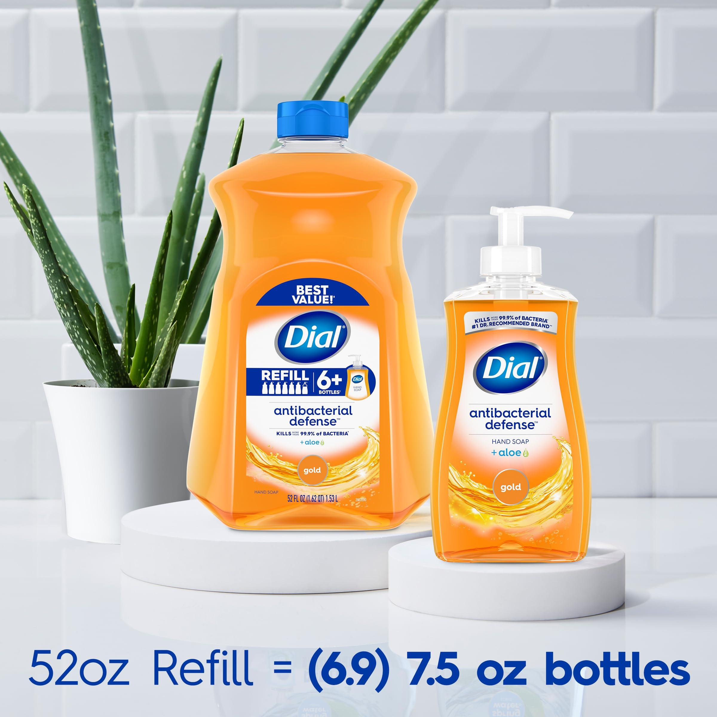 Dial Dial Antibacterial Deodorant Bar Soap, Advanced Clean, Gold, 4 oz, 32 Bars & Antibacterial Liquid Hand Soap Refill, Gold, 52 fl oz (Pack of 3)