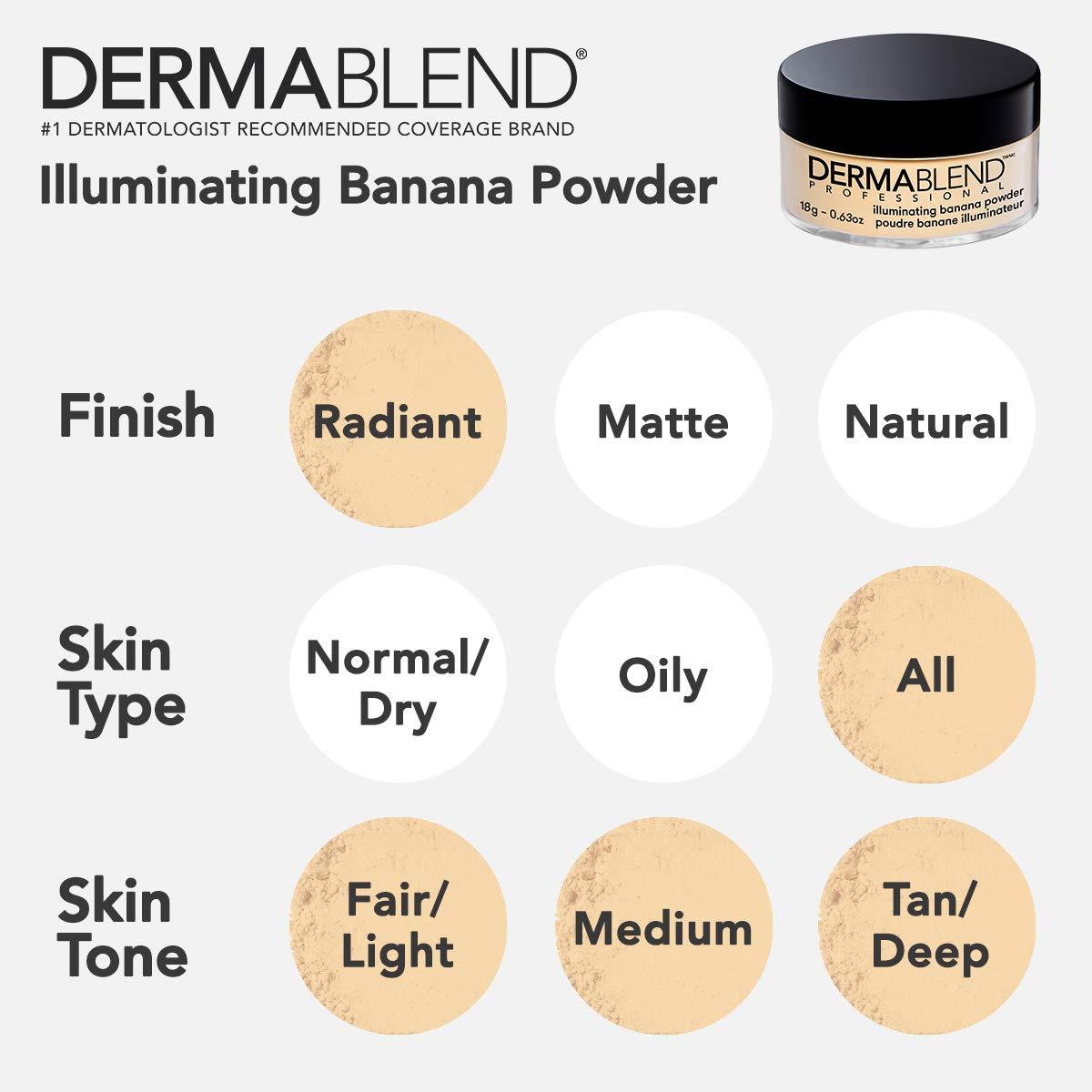 Dermablend Dermablend Illuminating Banana Powder, Loose Setting Powder Makeup for Brightening and a Long-Lasting Luminous Finish, up to 16hr Wear, 0.63 oz.