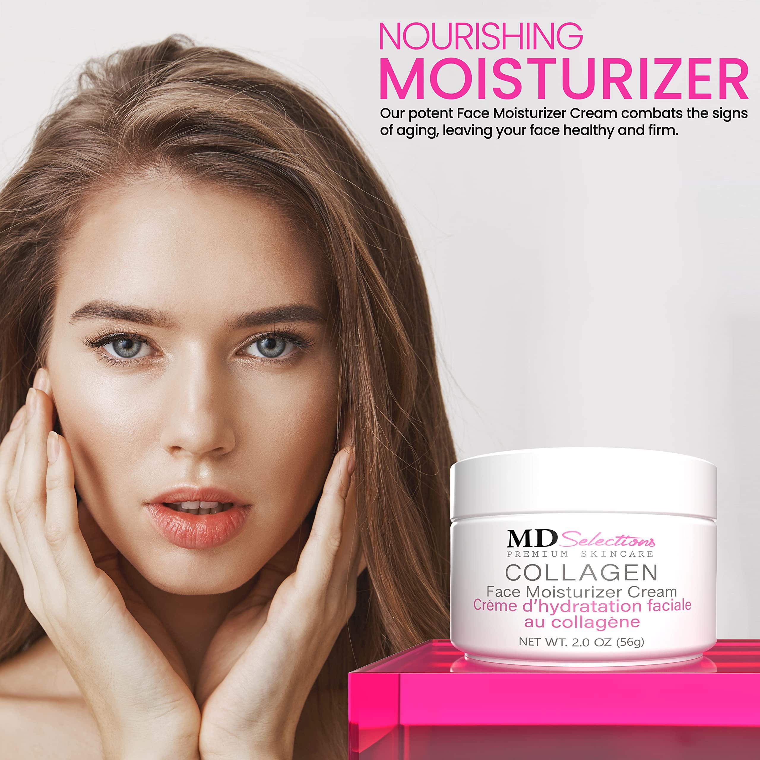 MD Selections MD Selections Collagen Facial Cream, Face Moisturizer Cream for Dry Skin Vegan Anti Aging Crme d' hydratation faciale au collagne, Collagen Face Cream, 2 fl oz
