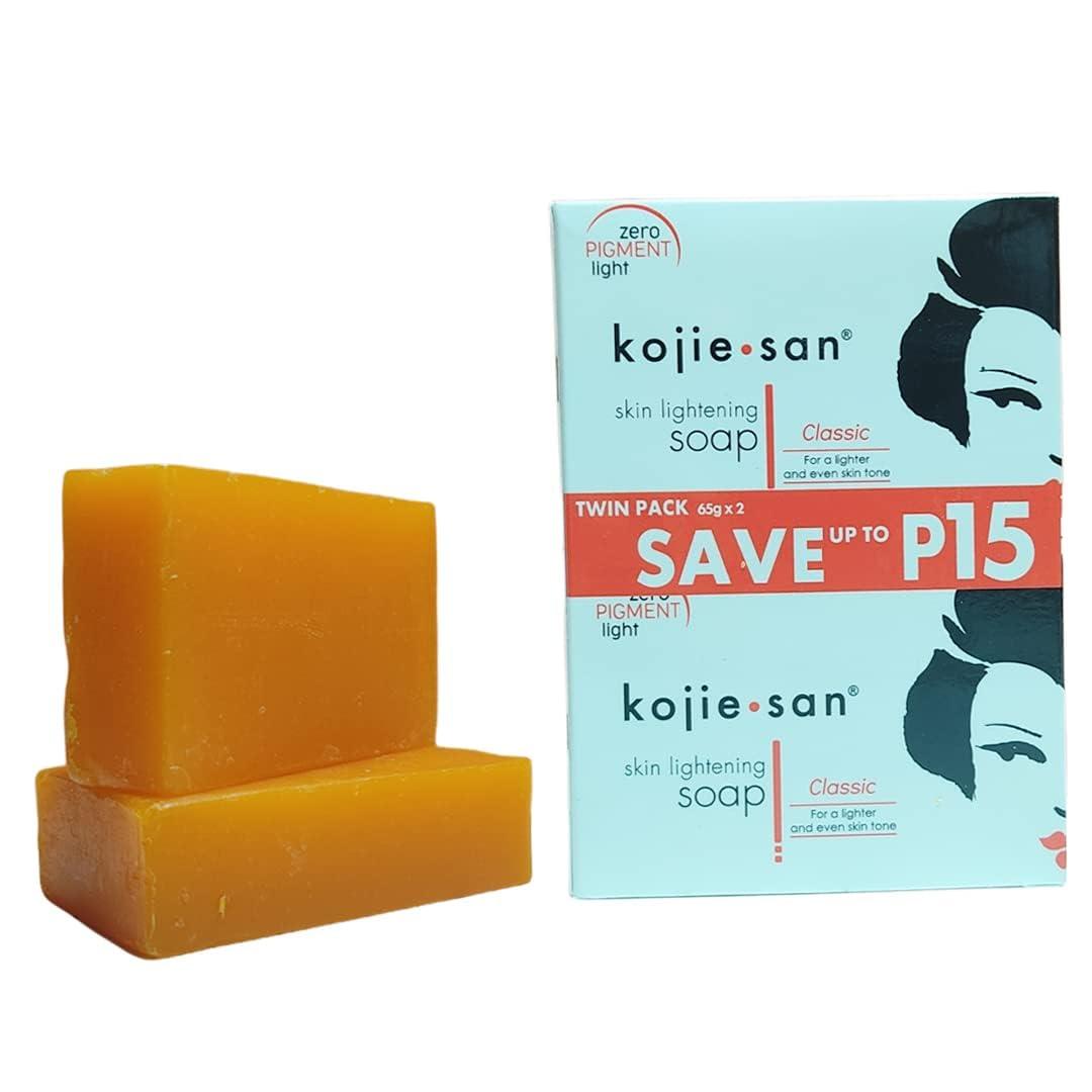 Kojie San Kojie San Skin and Body Brightening Soap - Original Kojic Acid, Dark Spot Remover Bar Soap with Glycerin & Tea Tree Oil - 65g x 2 Bars