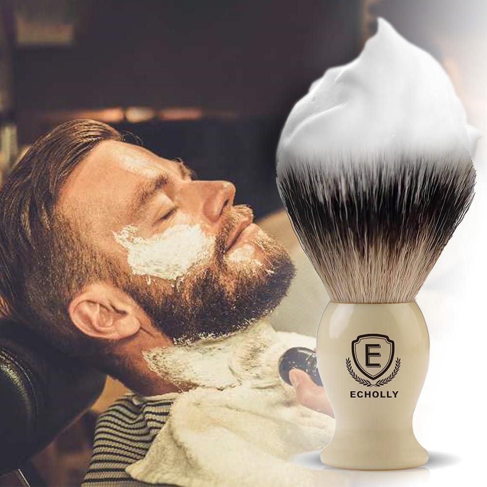ECHOLLY Premium Shaving Brushes for men by Echolly-NO Shedding Bristle Shave Brushes for Men-Smooth Acrylic Handle Legacy Shave Brush-Rich and Fast Lather Shaving Cream Brush Dad Gifts for Fathers Day