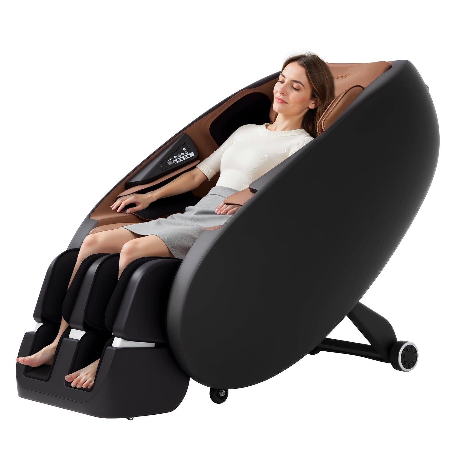 FDW FDW Shiatsu Massage Chairs Full Body and Recliner Zero Gravity Massage Chair Electric with Built-in Heart Foot Roller Air Massage Easy to Move for Home Office,Black