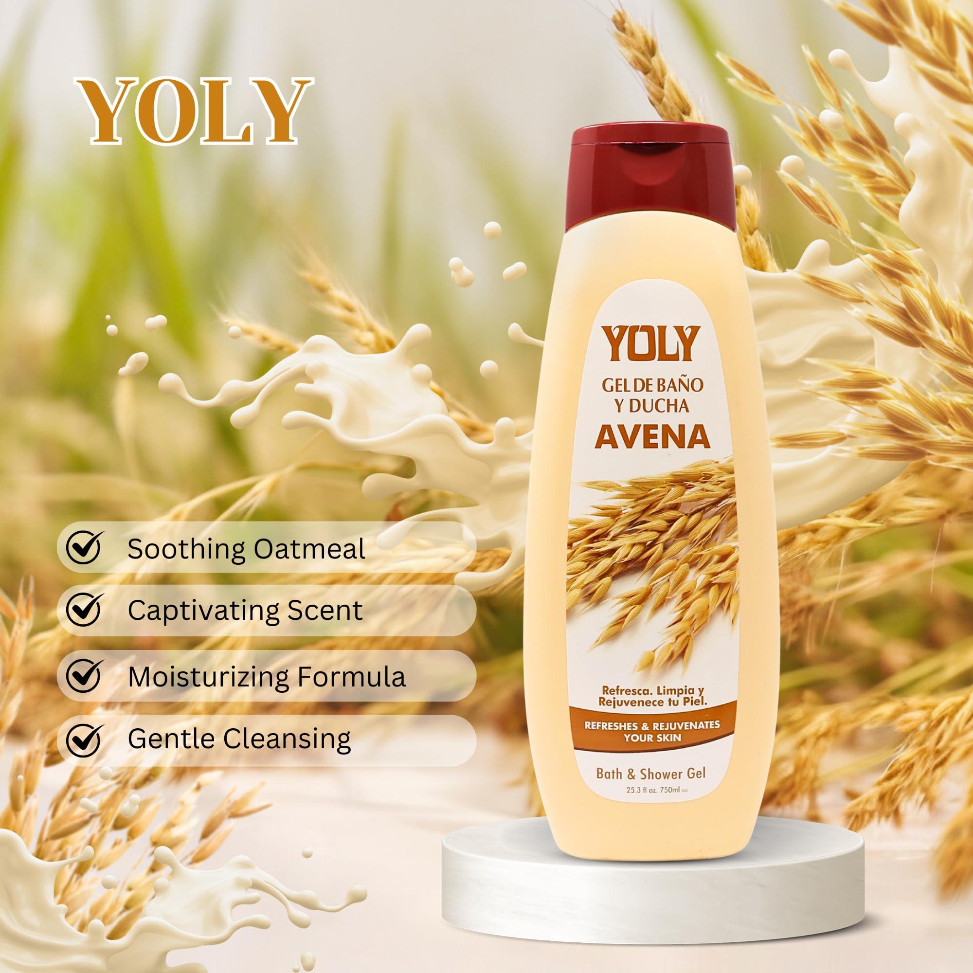YOLY YOLY Oatmeal Body Wash - Daily Moisturizing, For Dry & Sensitive Skin, Refreshing & Rejuvenating, 25.3 Fl Oz (Pack of 4)