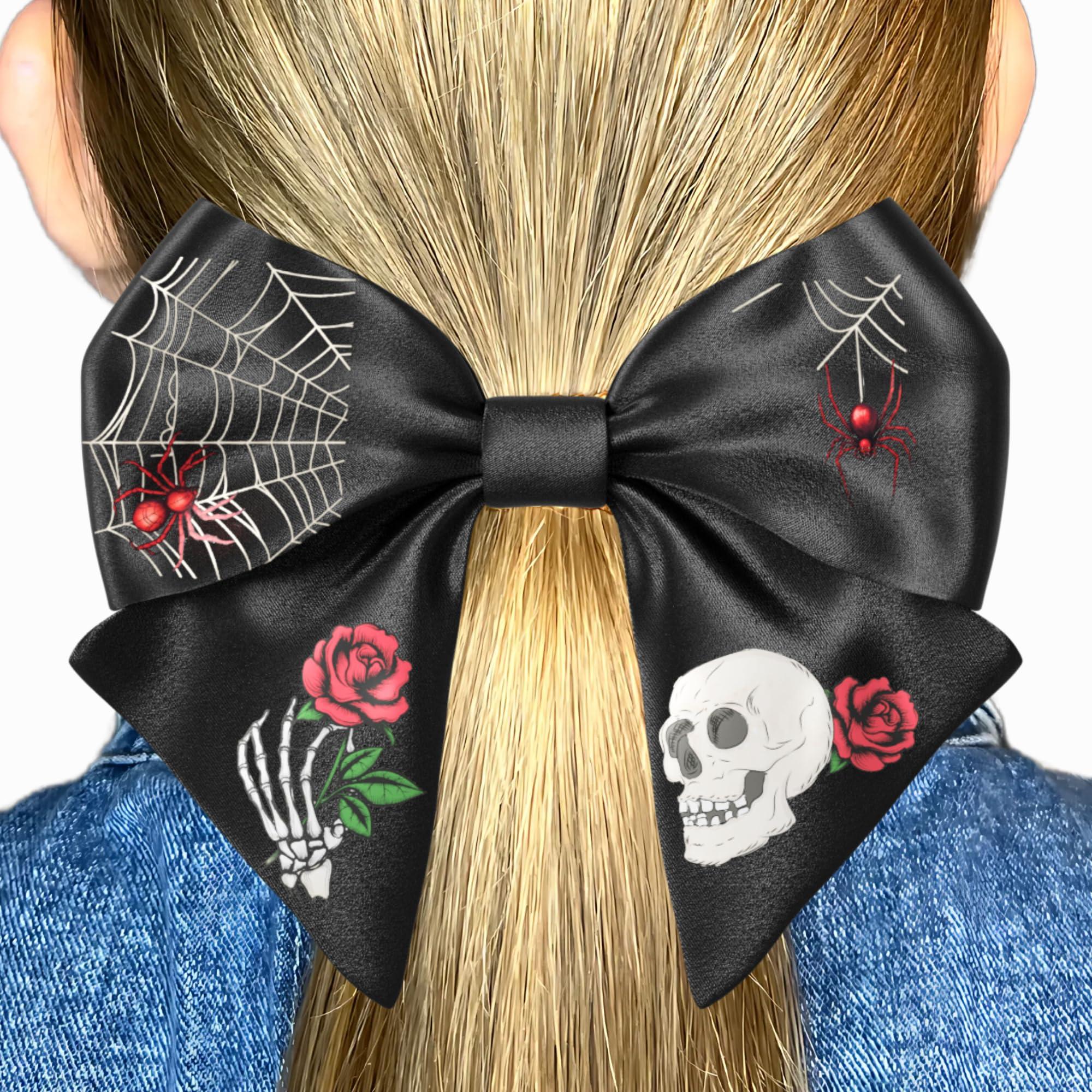 VIADALINNO Black Hair Bow Clip Gothic Emo Alt for Teens Woman Girl Halloween