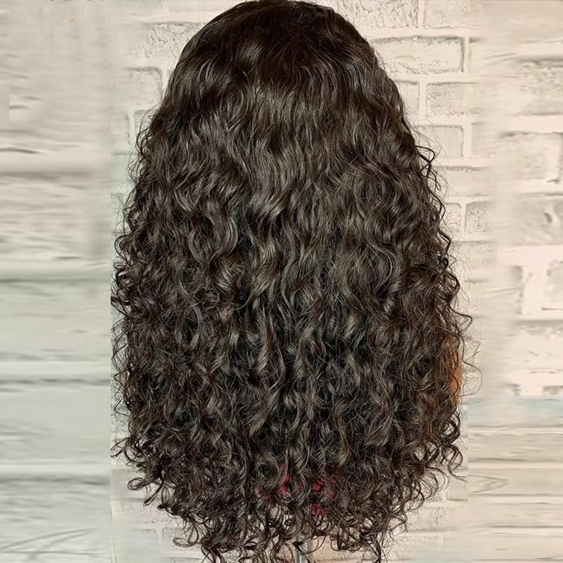 Emistar Emistar Curly V Part Wig Synthetic Hair Soft As Human Hair Water Wave U Part Wig Wear And Go Glueless Half Wigs for Black Women (Natural Black, 14 Inch)