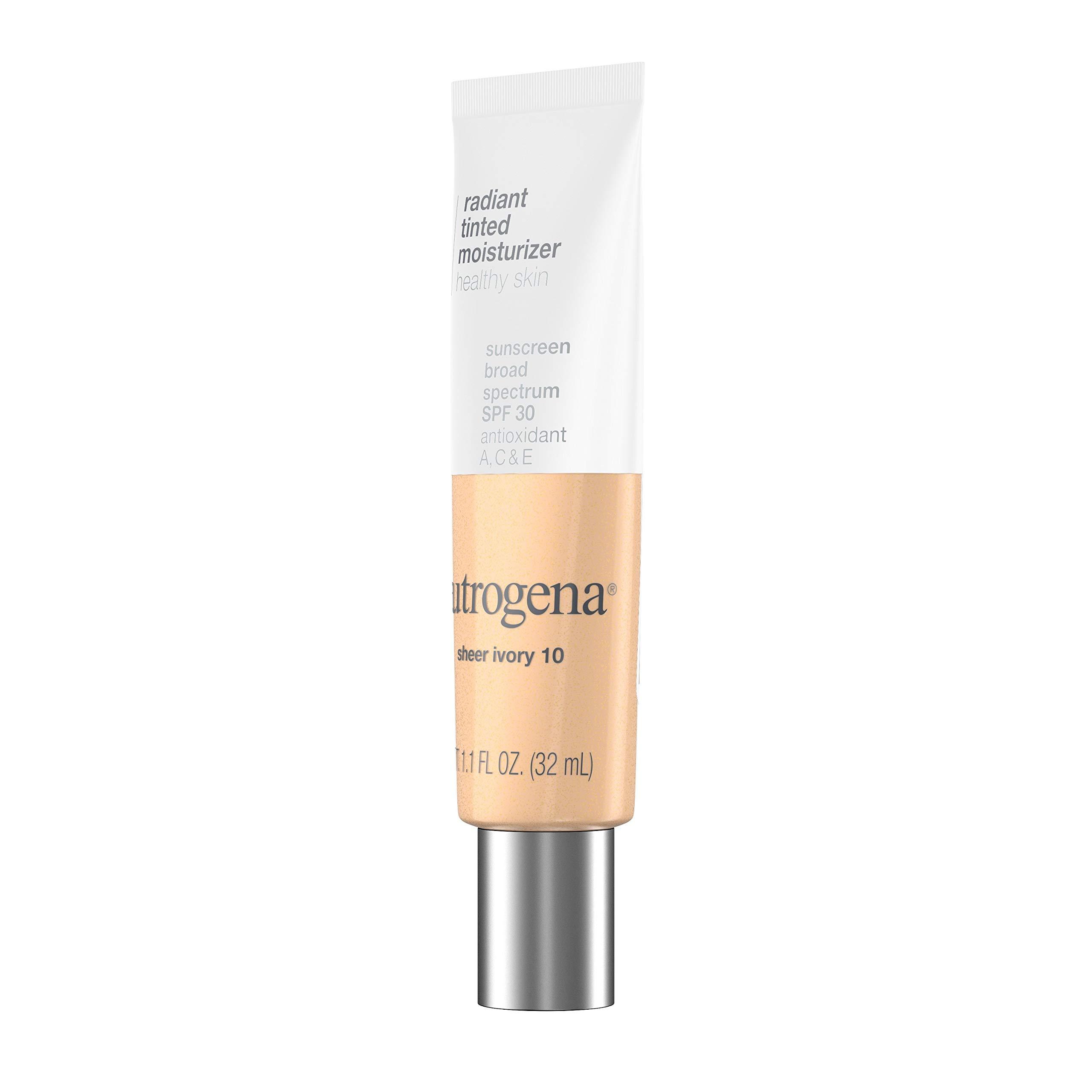 Neutrogena Neutrogena Healthy Skin Radiant Tinted Facial Moisturizer with Broad Spectrum SPF 30 Sunscreen Vitamins A, C, & E, Lightweight, Sheer, & Oil-Free Coverage, Sheer Ivory 10, 1.1 fl. oz