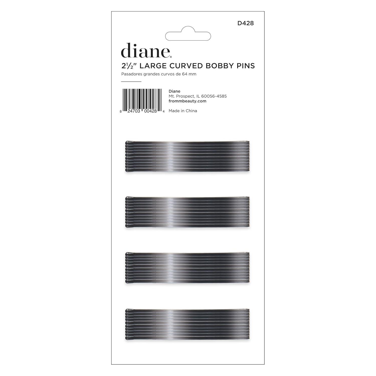 Diane Diane Hair Bobby Pins for Women Large 2.5 - Black, Curved Flat Design with Ball Tips, D428 - 40 Count (Pack of 1)