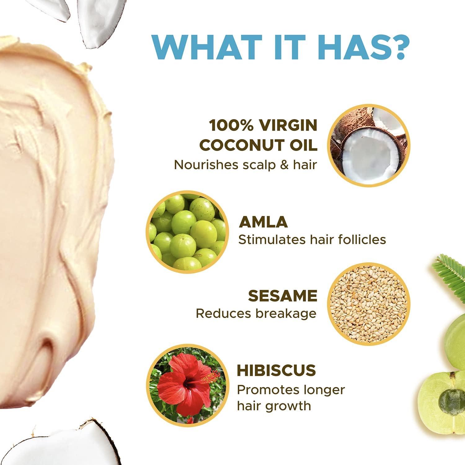 india Hair Mask for Long, Strong & Black Hair with 100% Cold Pressed Virgin Coconut Oil | Amla & Sesame | Sulphate & Paraben Free - 160ml