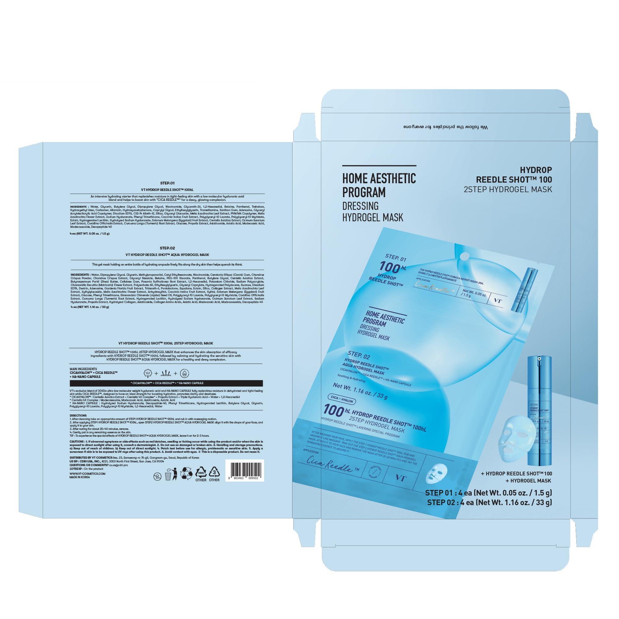 VT COSMETICS VT COSMETICS Reti-A Reedle Shot 100 2-Step Hydrogel Mask(34.5gx4ea), Intensive Tightening, Exosome Retinol, Overnight Melting Mask, Ideal for Retinol Beginners, Korean Facial Mask