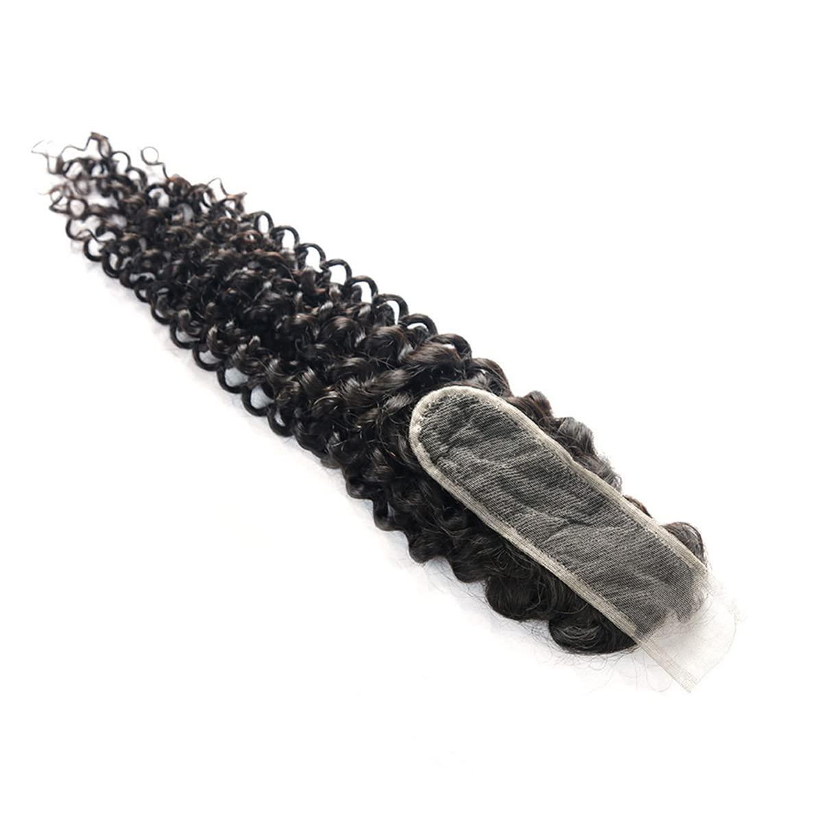 rewcoin Brazilian Curly 2x6 Lace Closure 100% Unprocessed Human Virgin Hair Deep Curly Closure Pre-Plucked Hairline Kinky Curly Closure With Baby Hair (14inch, 2x6 curly closure)