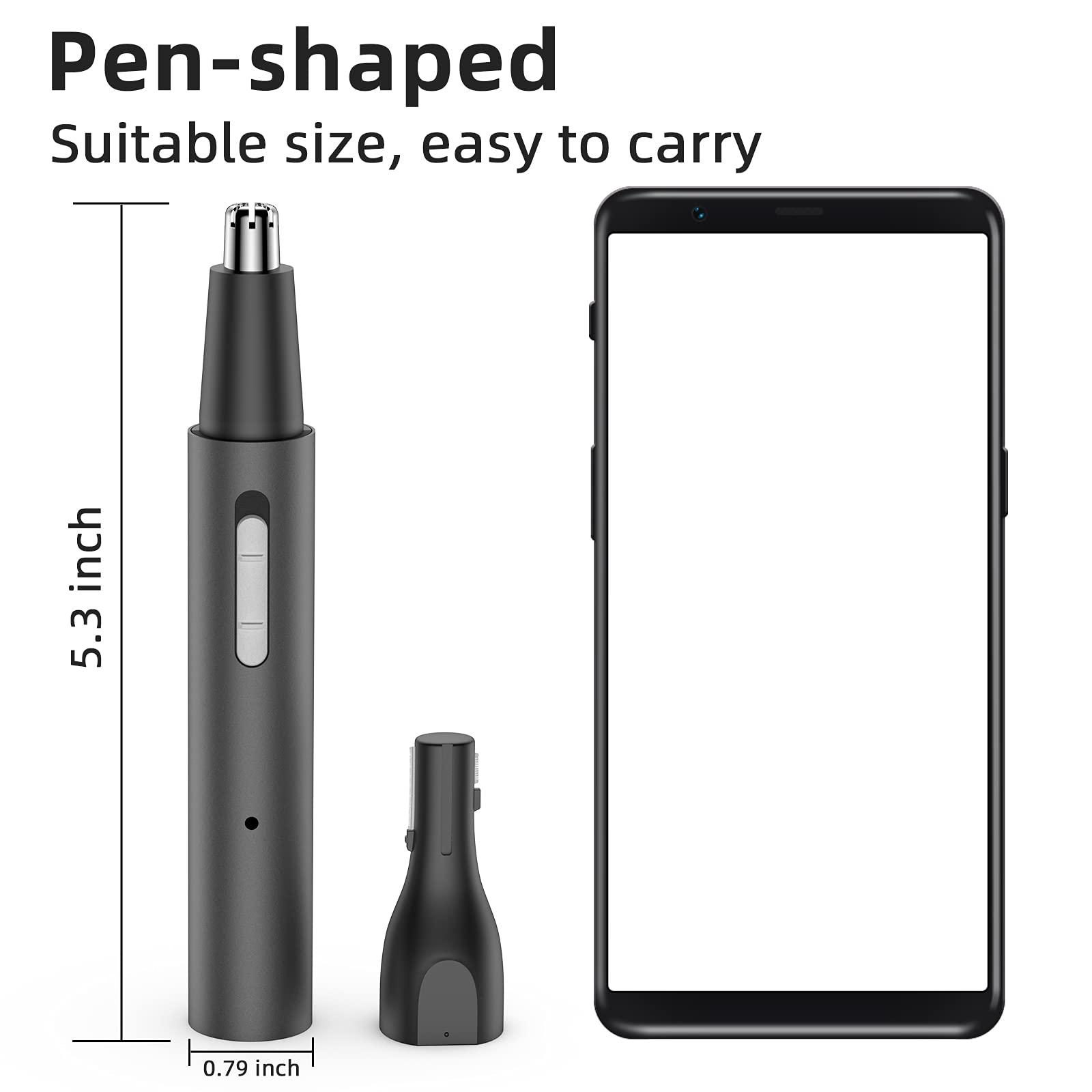 Beaport Nose Hair Trimmer and Eyebrow Trimmer, Rechargeable Professional Painless Eyebrow Razor for Ear Beard Hairline, 2 in 1 Metal Trimming Tool, Black